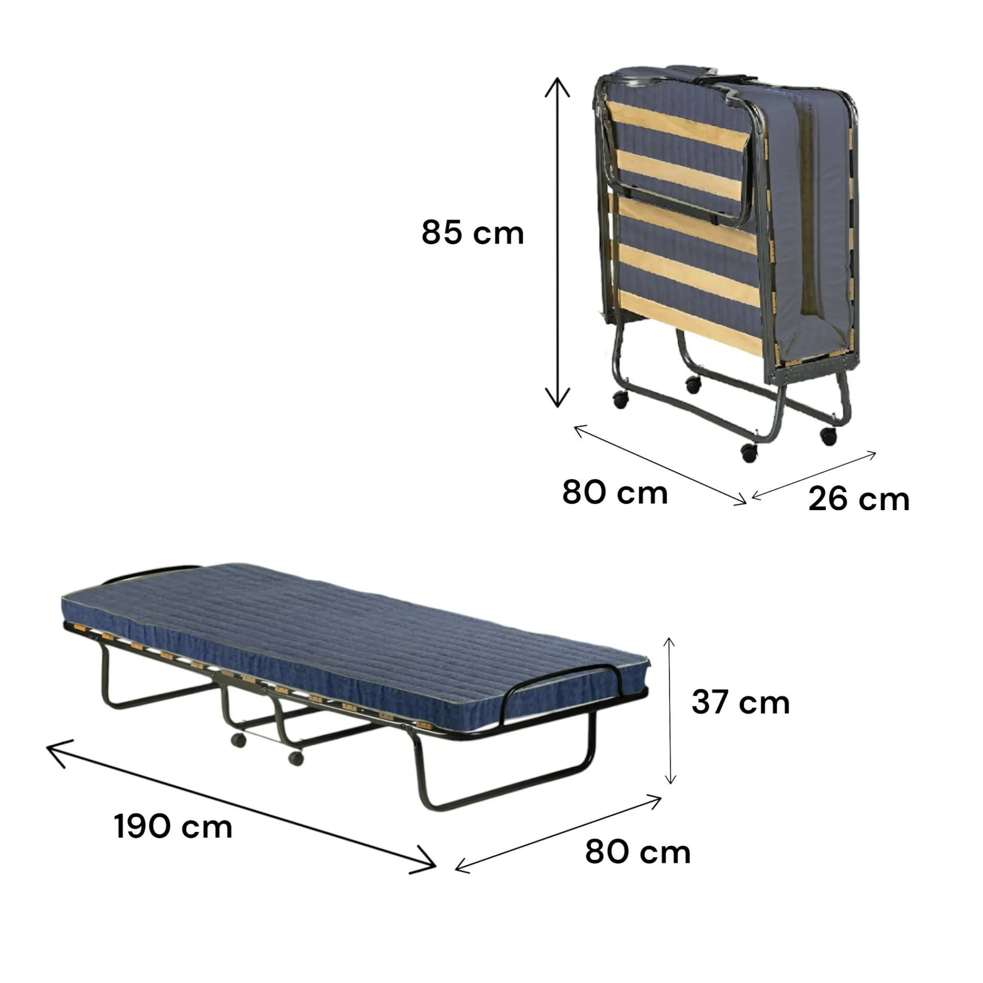 Letto pieghevole Daaronso, 80x190h37 cm, Cover protettiva inclusa<Dmora Shop