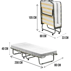 Letto pieghevole Dpava, 80x200h40 cm, materasso incluso<Dmora Outlet