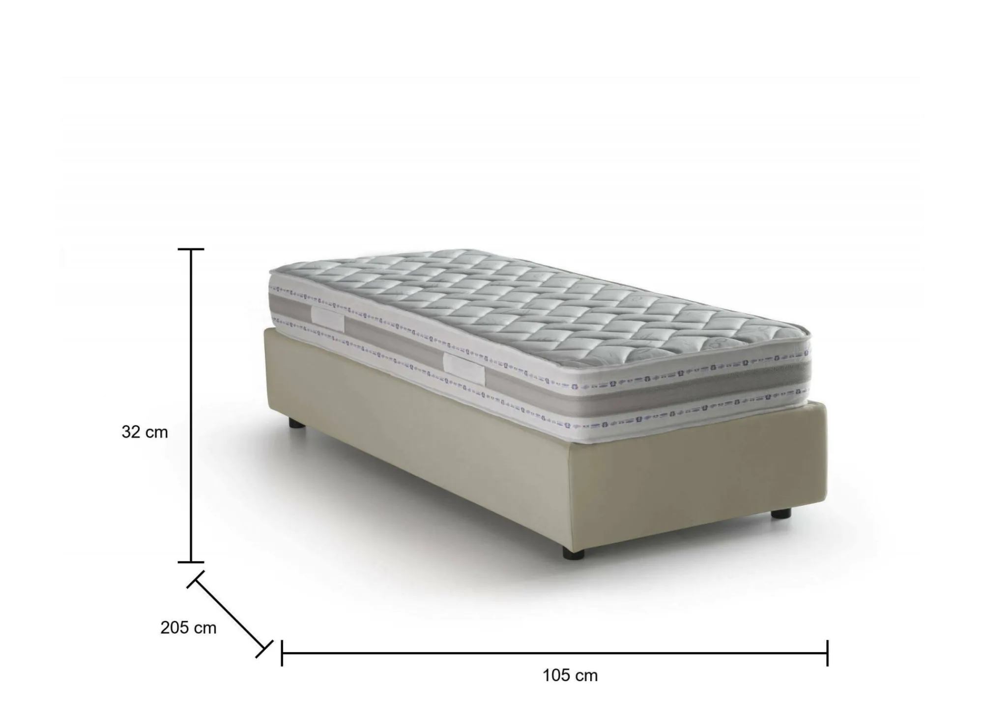 Letto singolo Addison, con materasso Cm 90x190 incluso,<Dmora Store