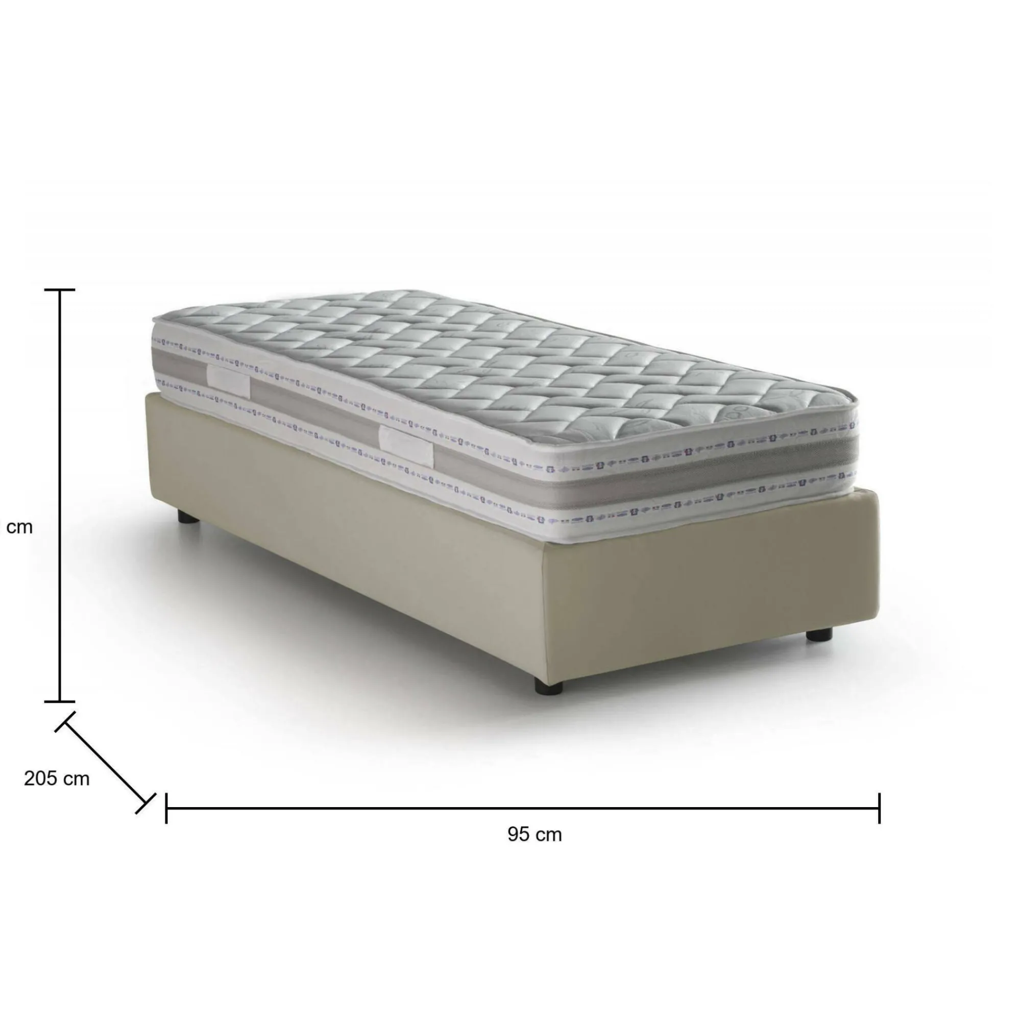 Letto singolo Agenta, con materasso Cm 80x190 incluso,<Dmora Cheap