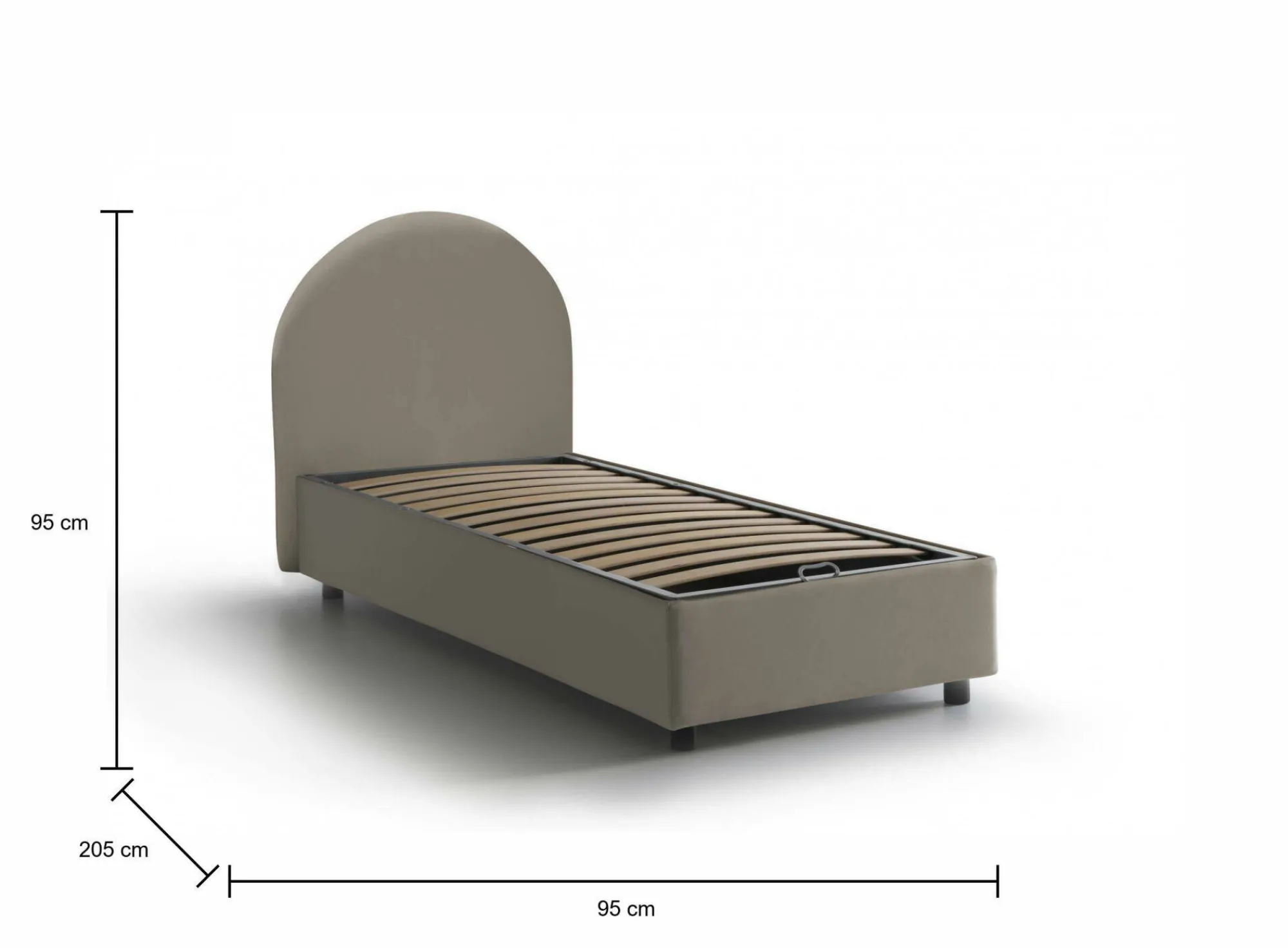 Letto singolo Aglie, adatto per materasso Cm 80x190,<Dmora Online