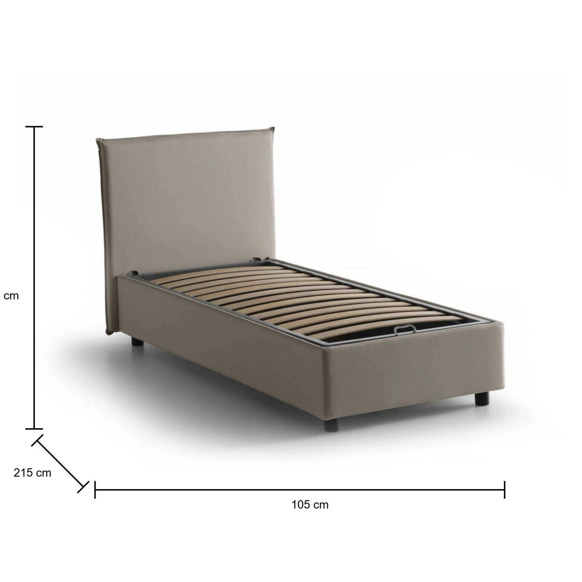 Letto singolo Alder, adatto per materasso Cm 90x200,<Dmora Clearance