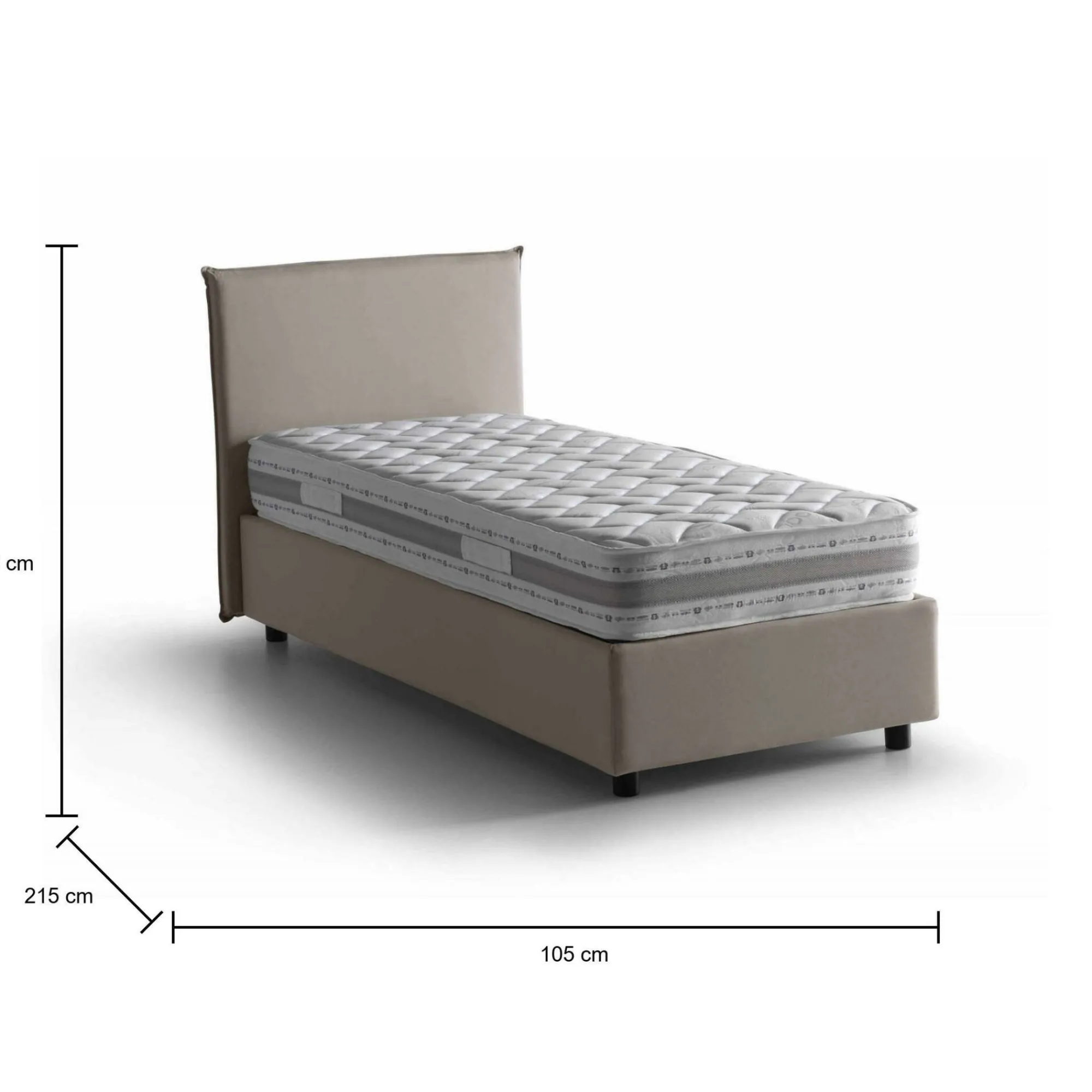 Letto singolo Alison, con materasso Cm 90x200 incluso,<Dmora Discount