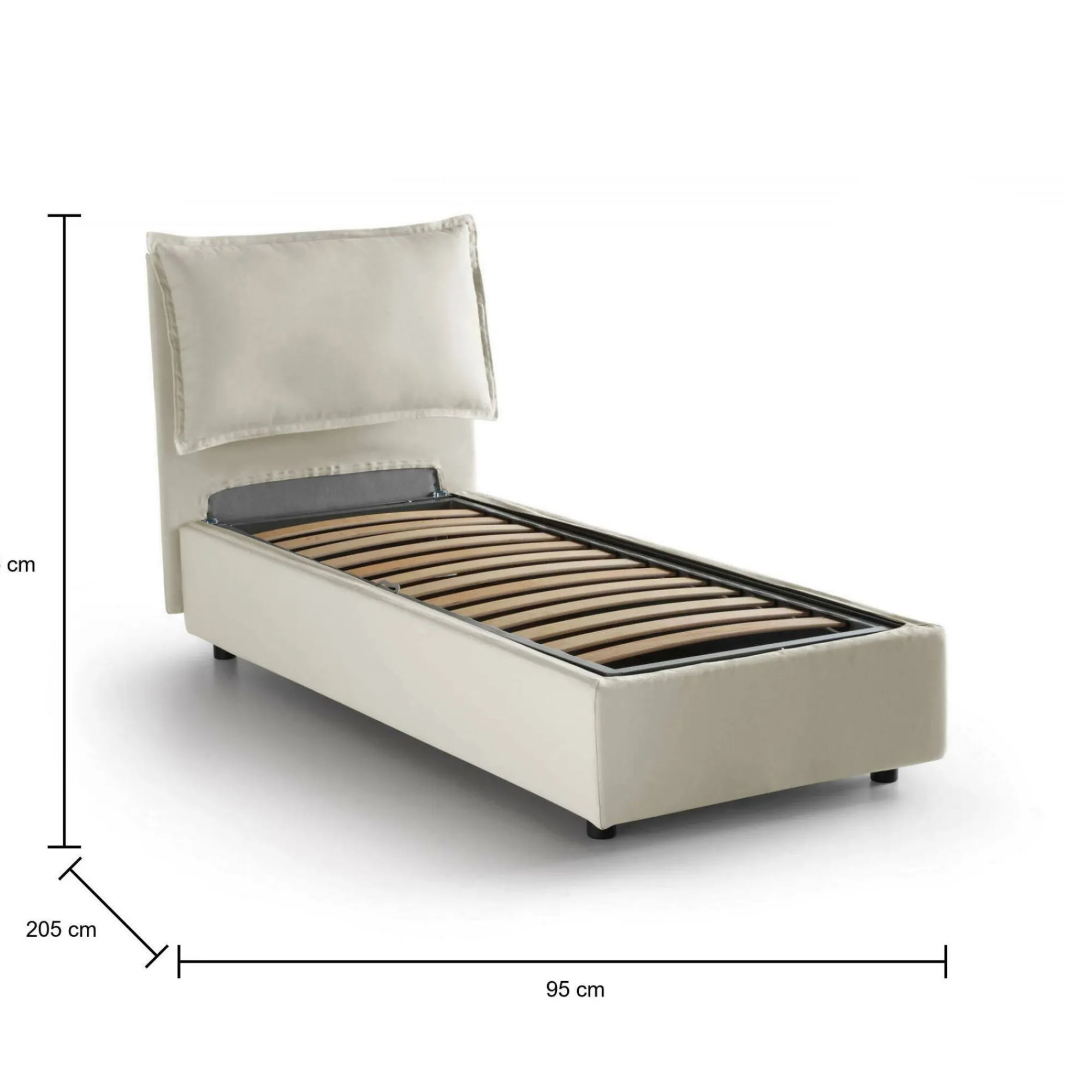 Letto singolo Alto, adatto per materasso Cm 80x190,<Dmora Hot