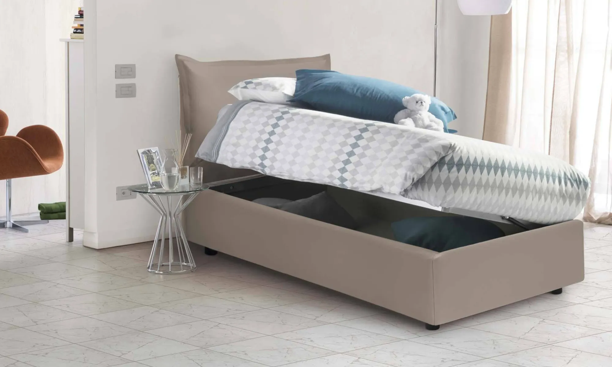 Letto singolo Alzavola, con materasso Cm 80x190 incluso,<Dmora Hot