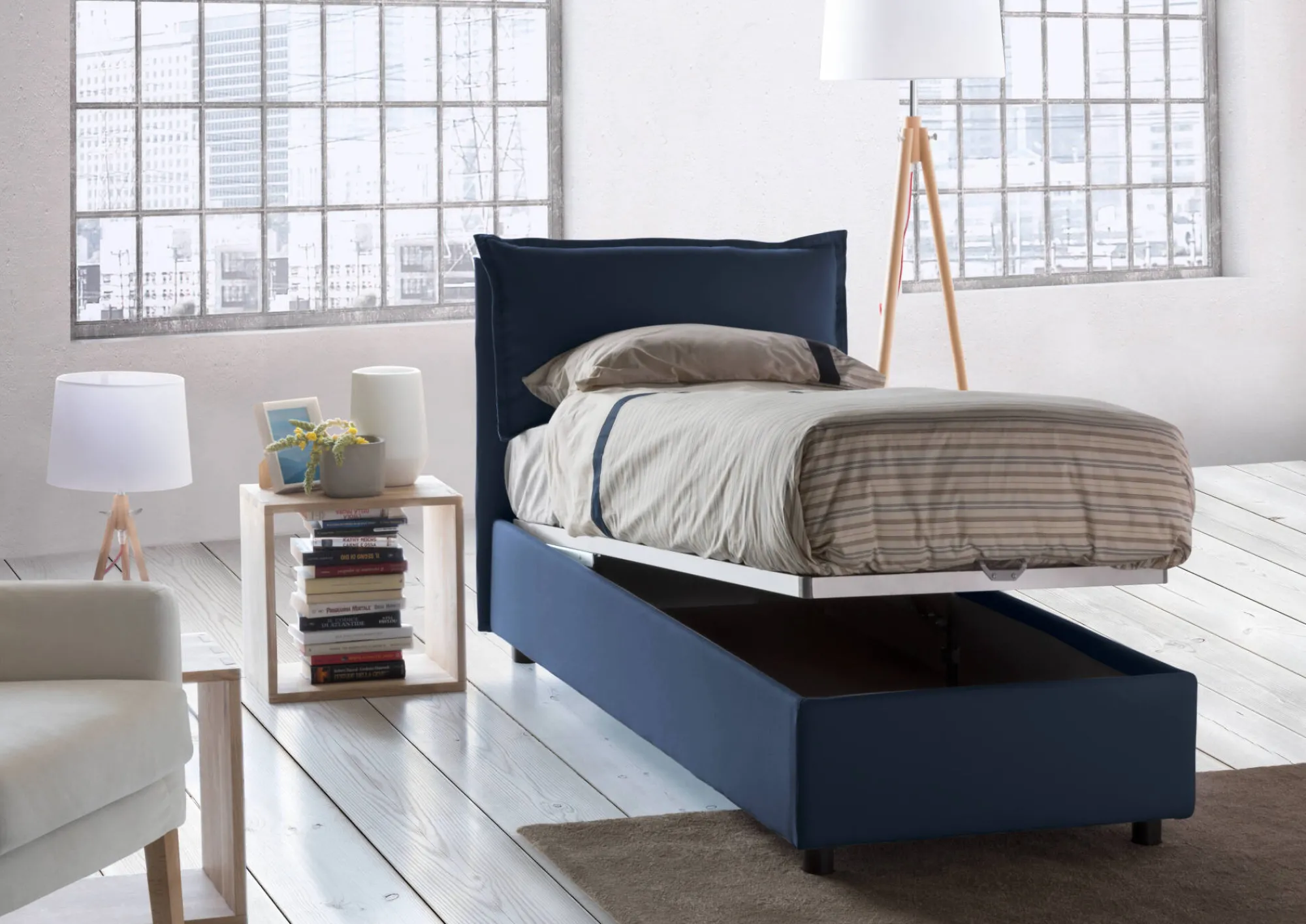 Letto singolo Ancara, con materasso Cm 80x200 incluso,<Dmora Fashion