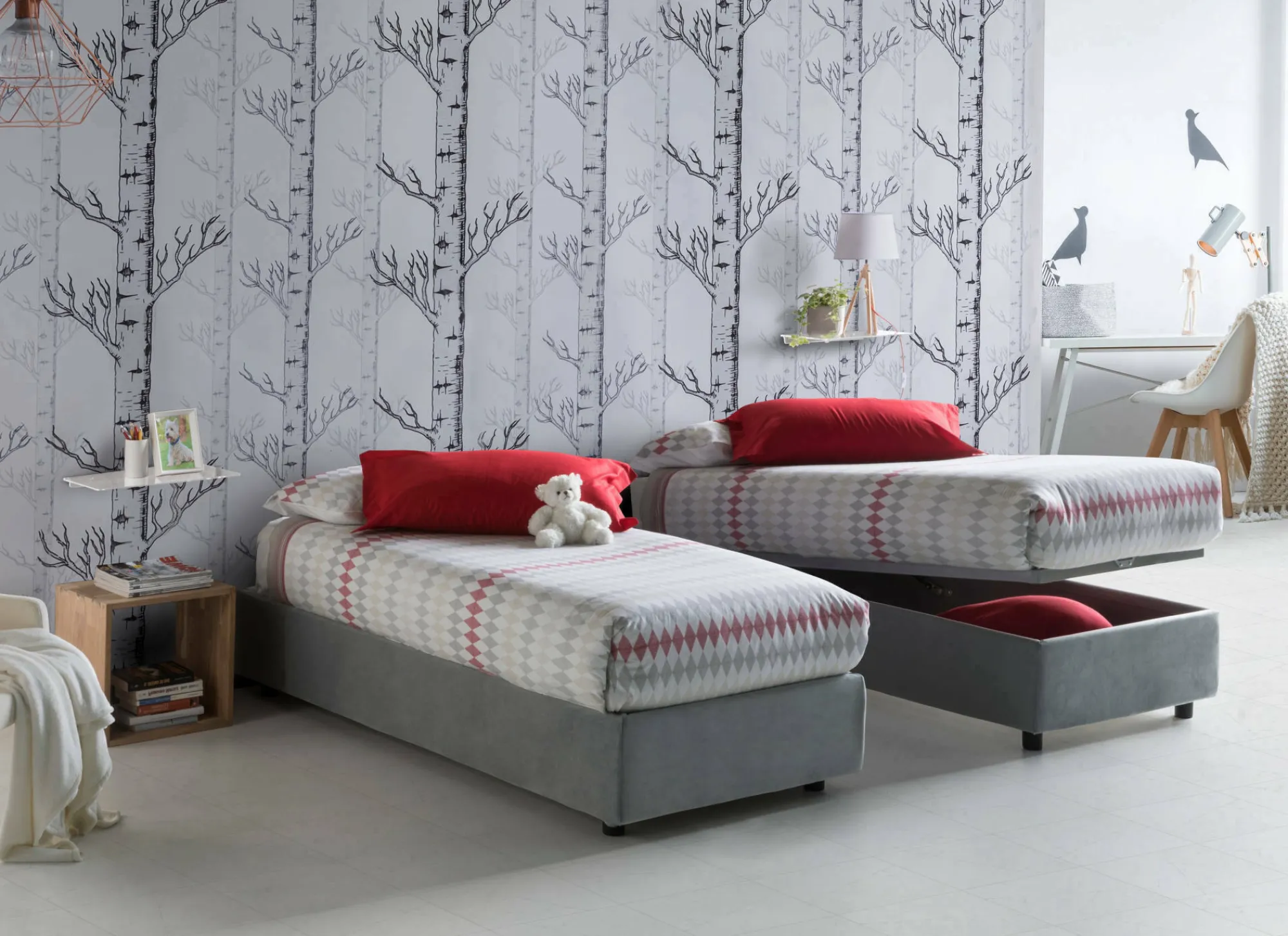 Letto singolo Aribal, con materasso Cm 90x200 incluso,<Dmora Discount