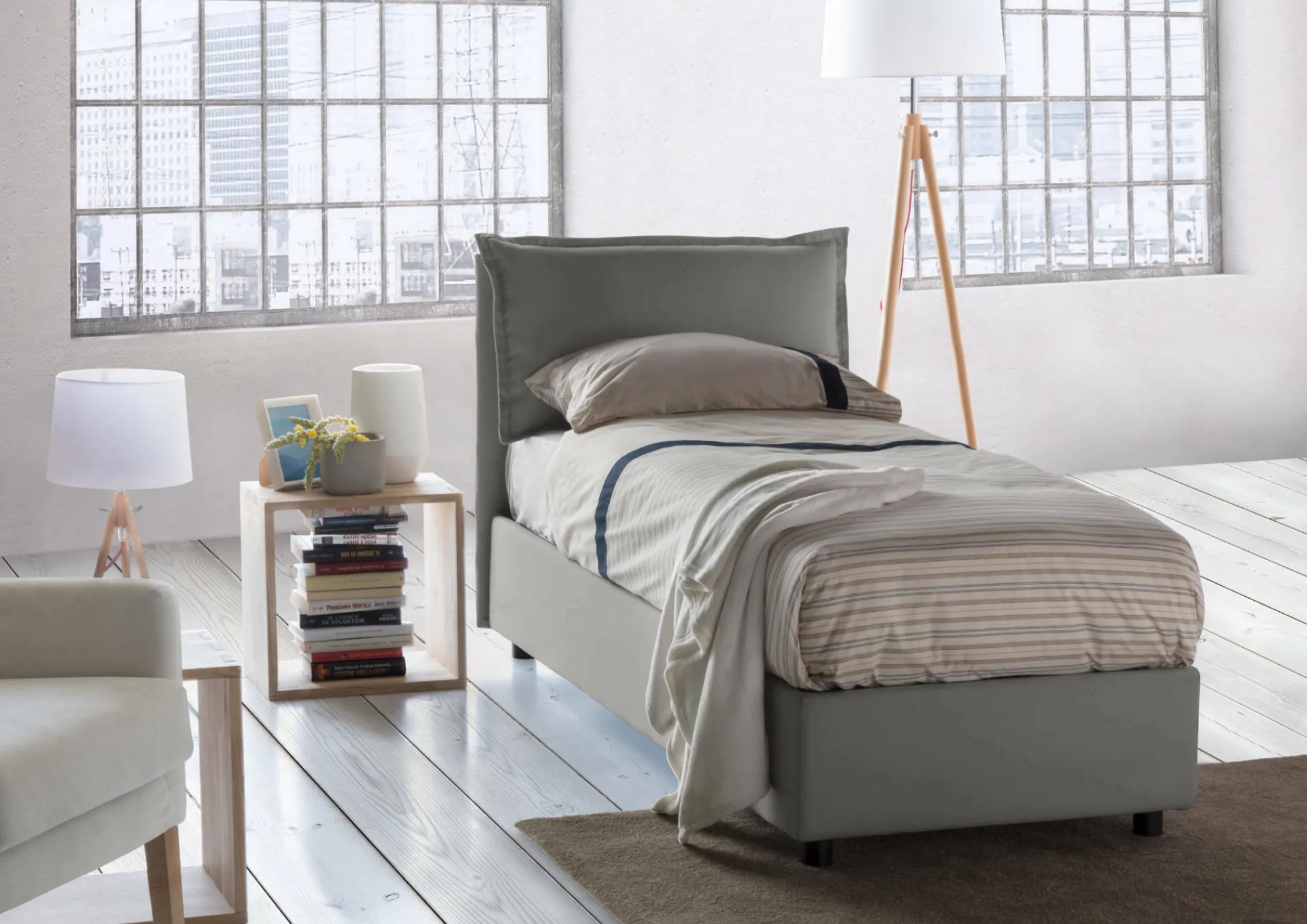 Letto singolo Armaduk, con materasso Cm 80x190 incluso,<Dmora Store