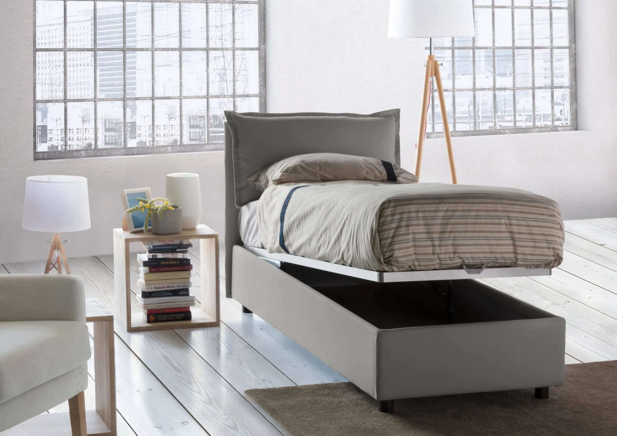 Letto singolo Armaduk, con materasso Cm 80x190 incluso,<Dmora Store