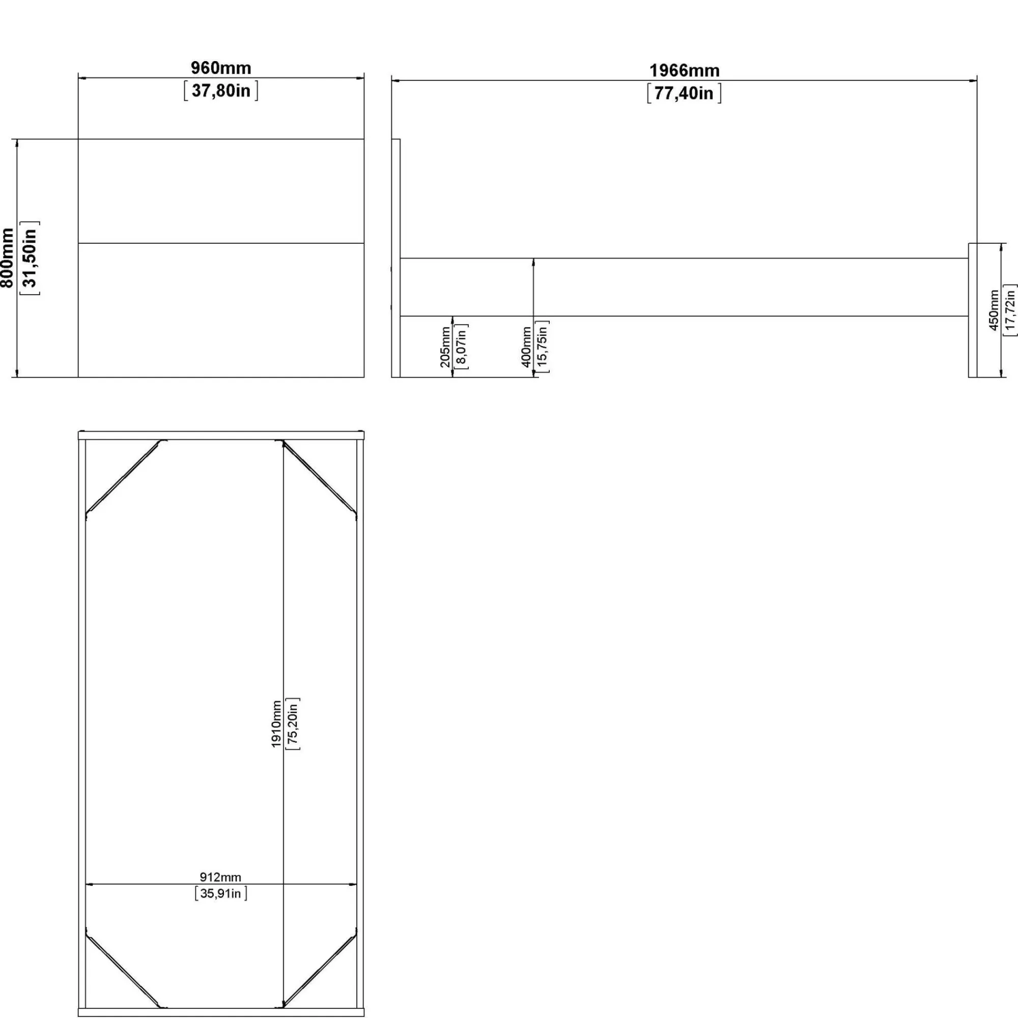 Letto singolo Assar, 96x197 h80 cm,<Dmora New