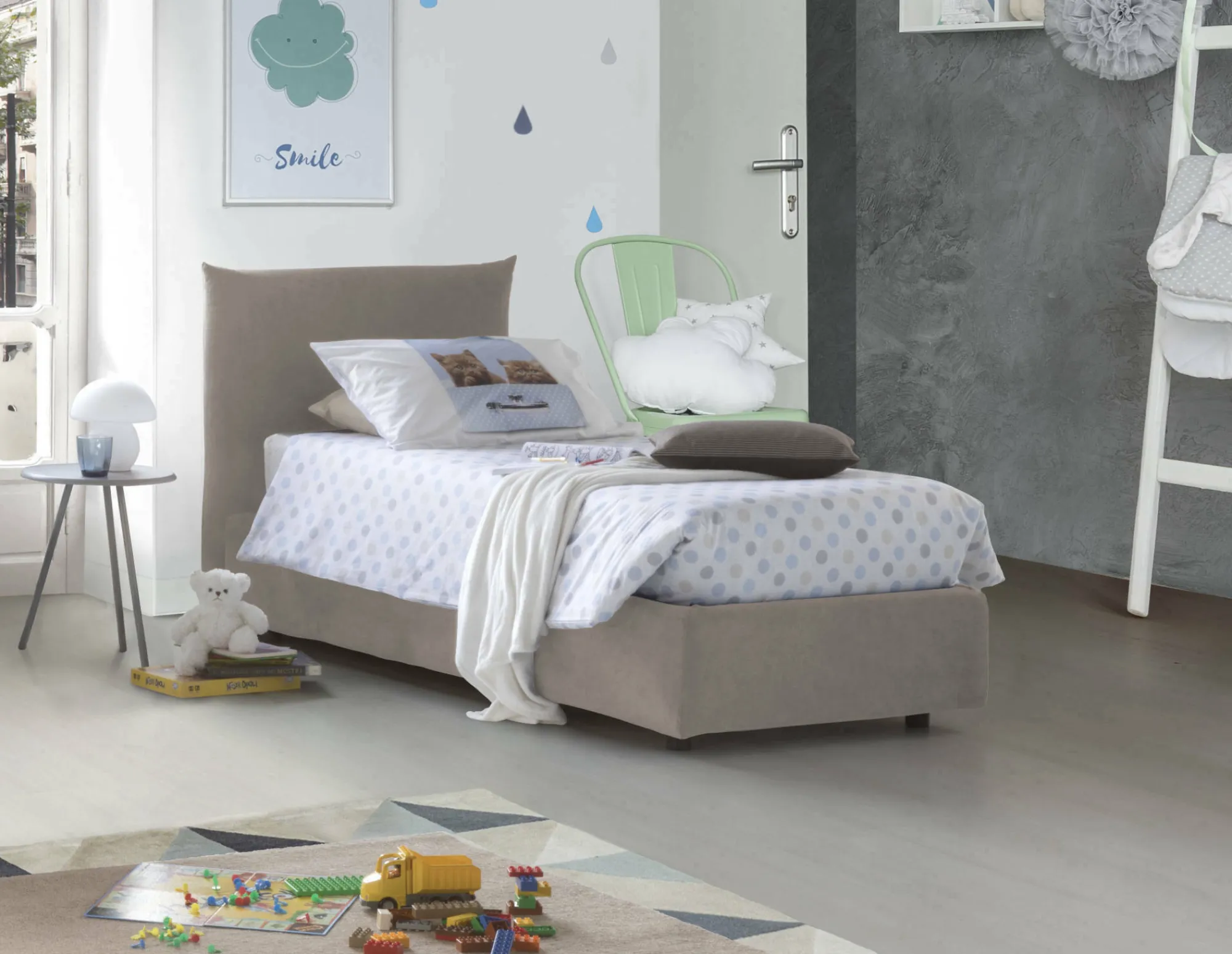Letto singolo Astianatte, con materasso Cm 80x190 incluso,<Dmora Clearance