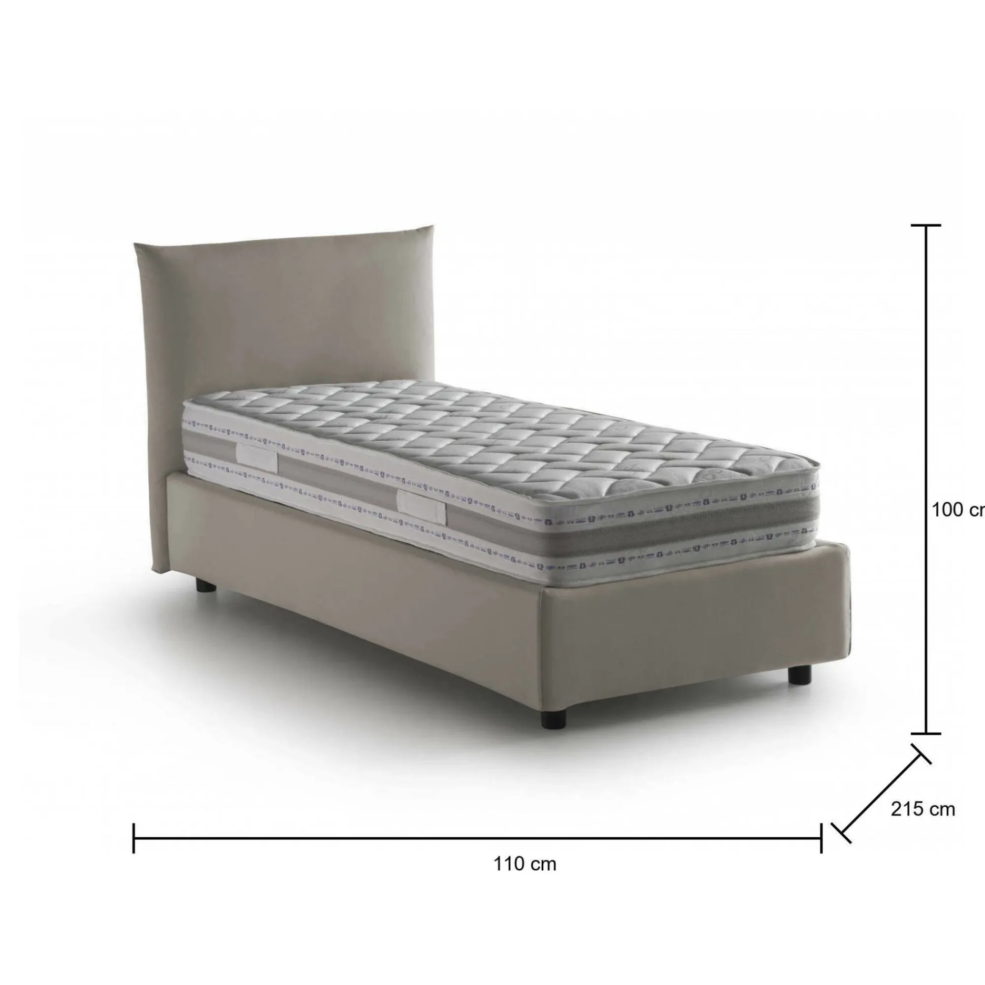 Letto singolo Astianatte, con materasso Cm 80x190 incluso,<Dmora Clearance