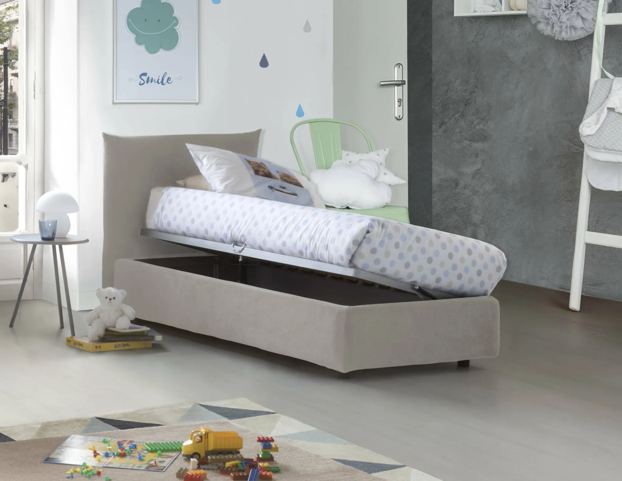 Letto singolo Astianatte, con materasso Cm 80x190 incluso,<Dmora Shop