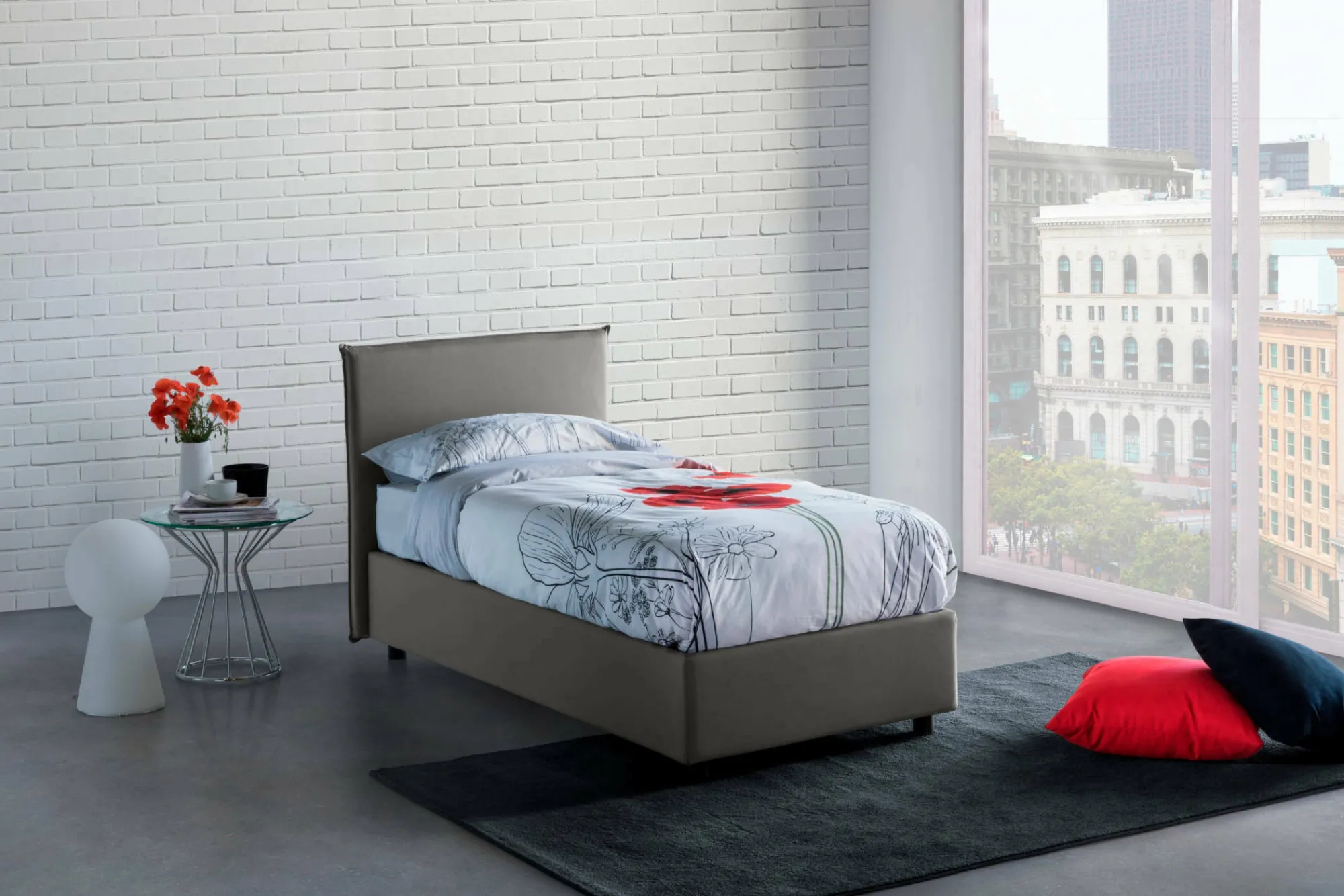Letto singolo Astor, con materasso Cm 80x190 incluso,<Dmora Clearance