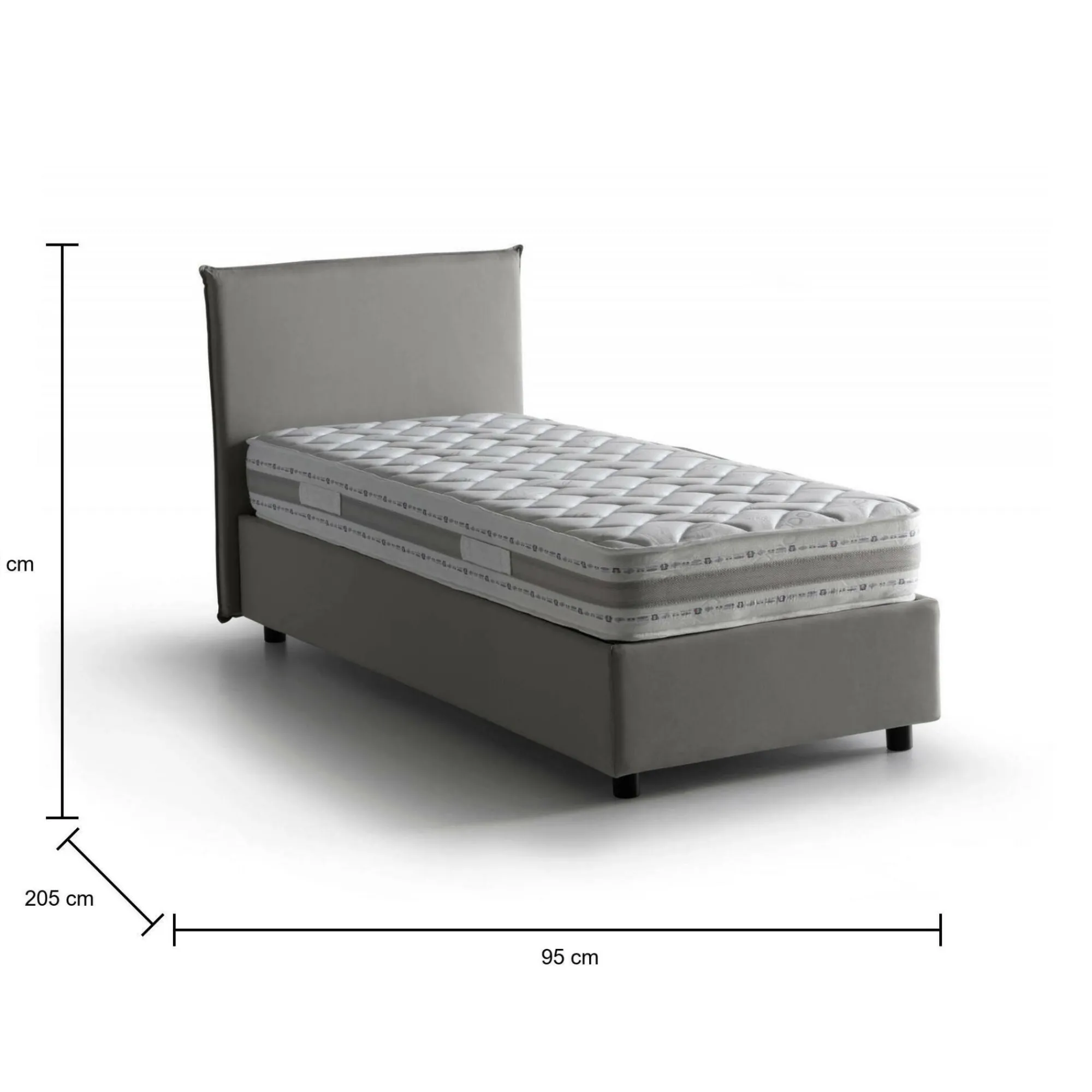 Letto singolo Astor, con materasso Cm 80x190 incluso,<Dmora Clearance