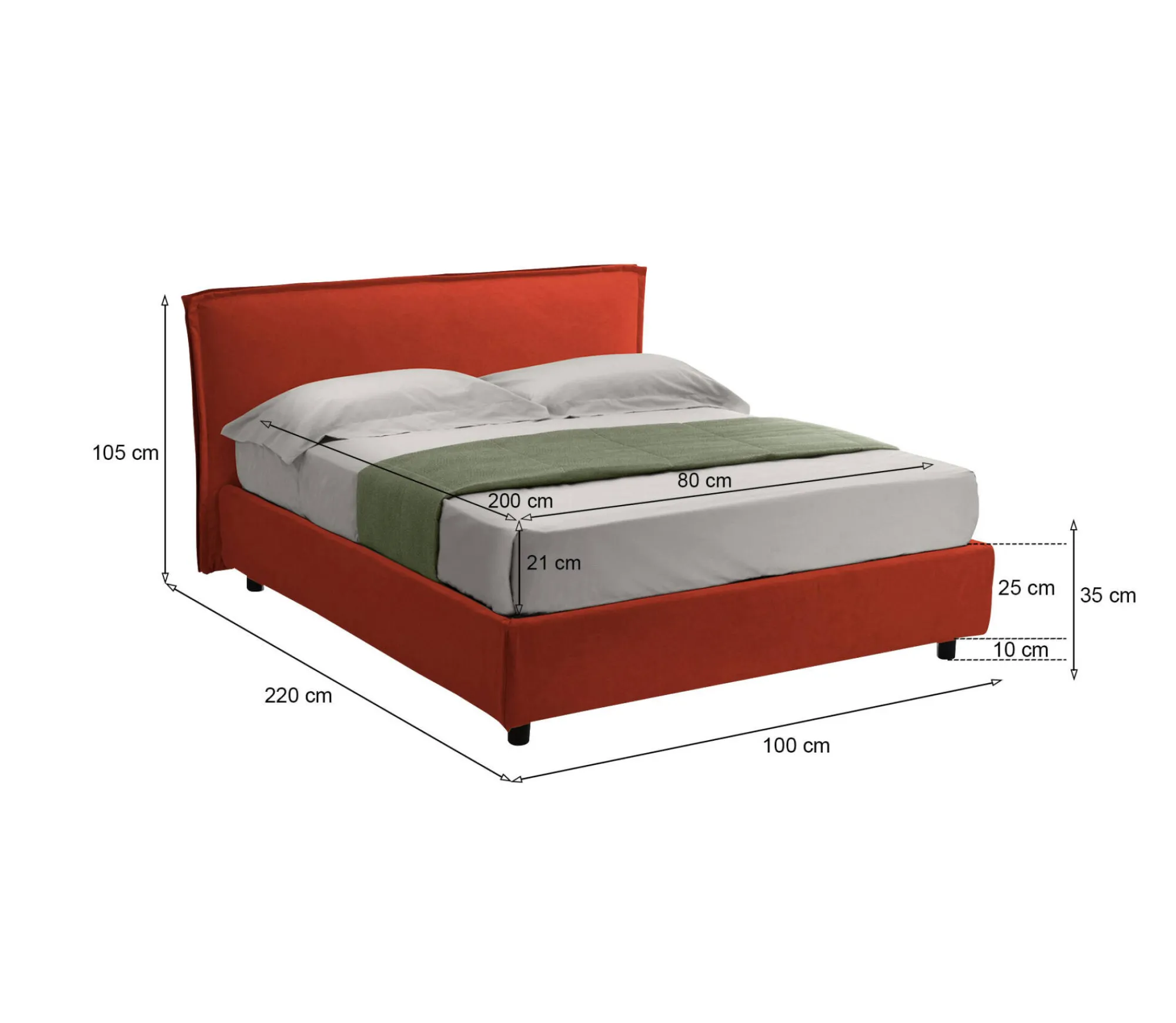 Letto singolo Atrelmo, Con materasso Cm 80x200 incluso,<Dmora Best