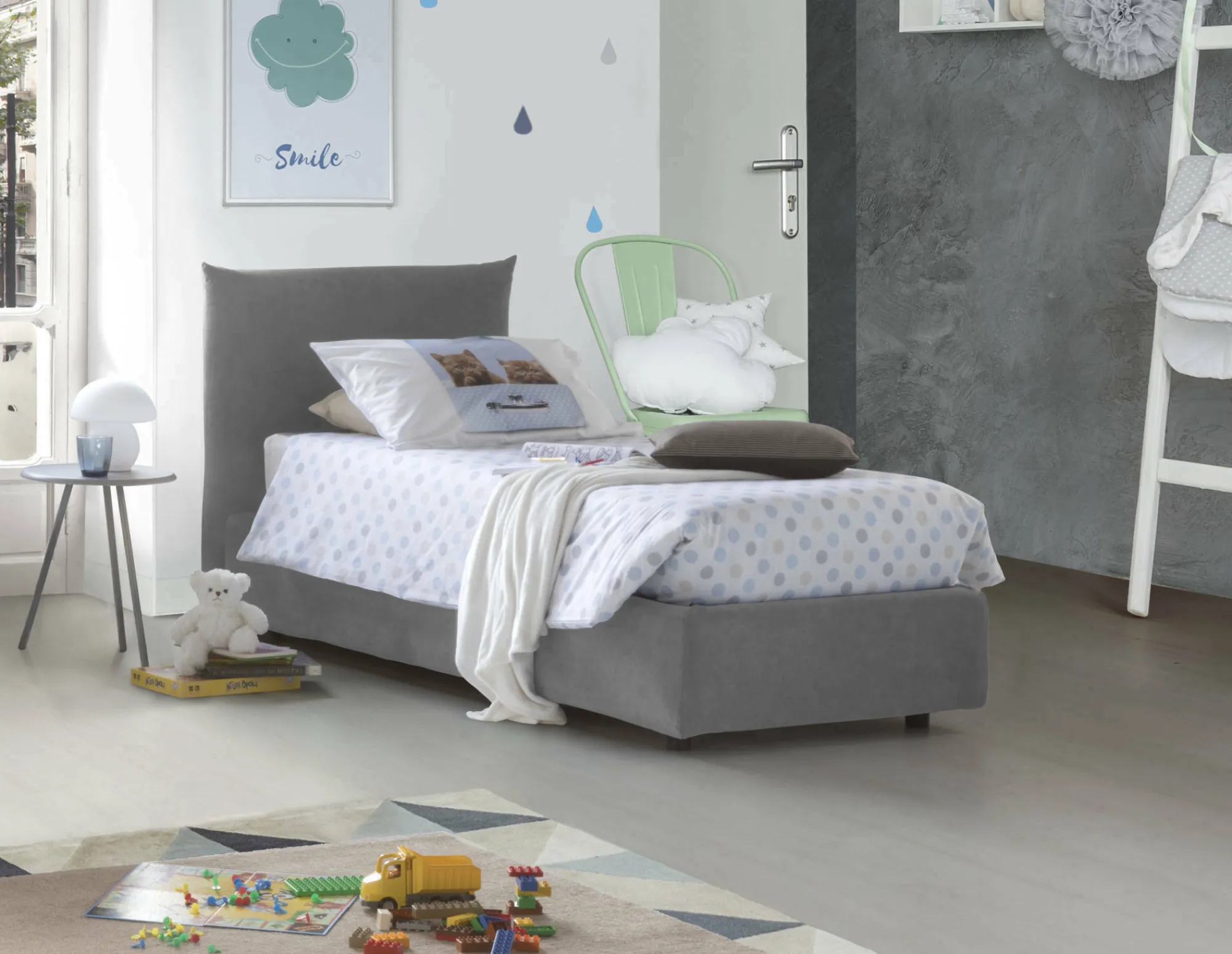 Letto singolo Azeglio, con materasso Cm 80x190 incluso,<Dmora Outlet
