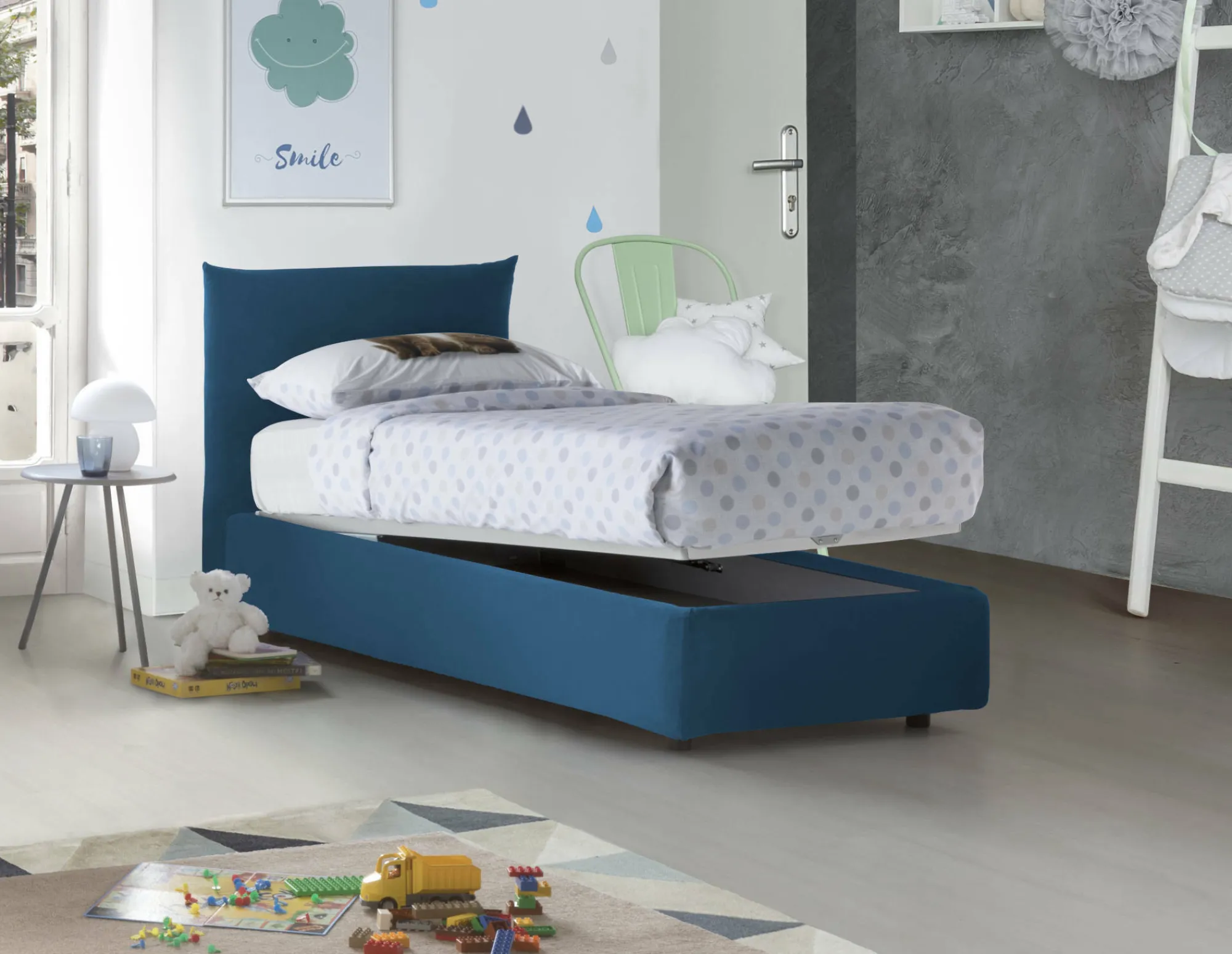 Letto singolo Azeglio, con materasso Cm 80x190 incluso,<Dmora Clearance