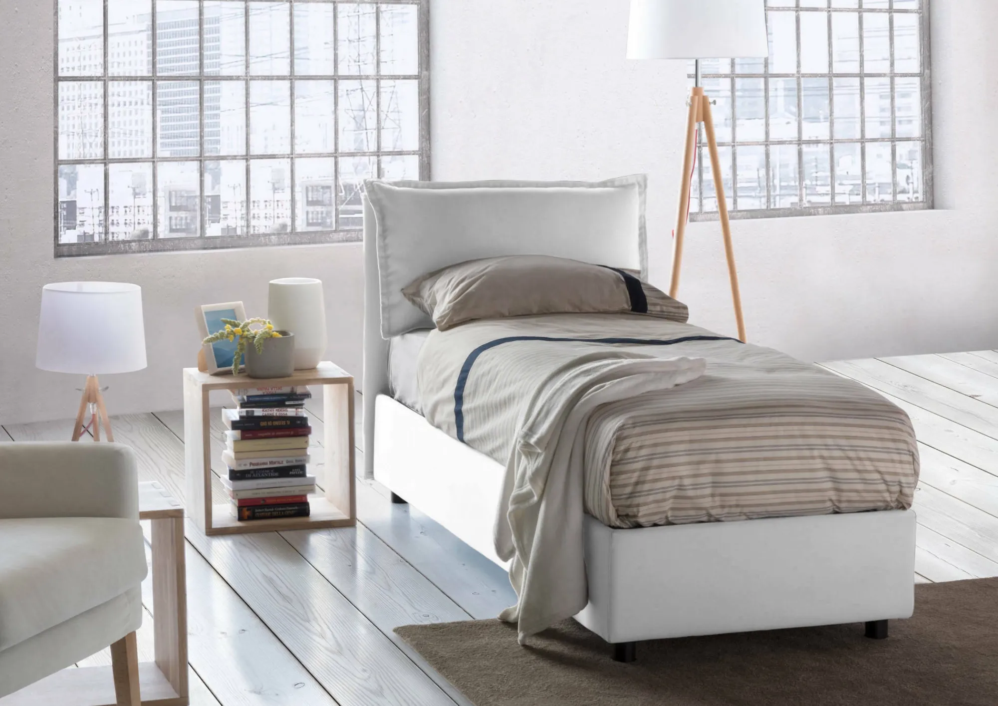 Letto singolo Azzurrino, adatto per materasso Cm 80x200,<Dmora Flash Sale