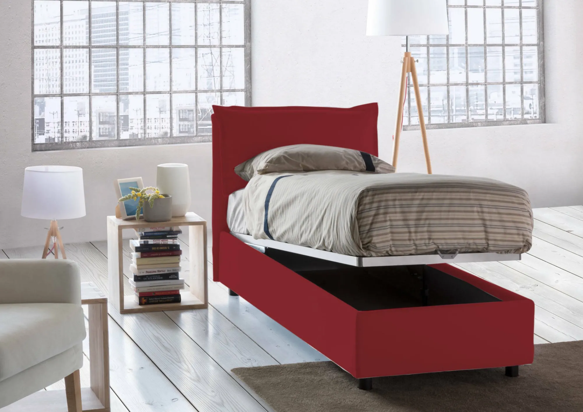 Letto singolo Azzurrino, adatto per materasso Cm 80x200,<Dmora Cheap