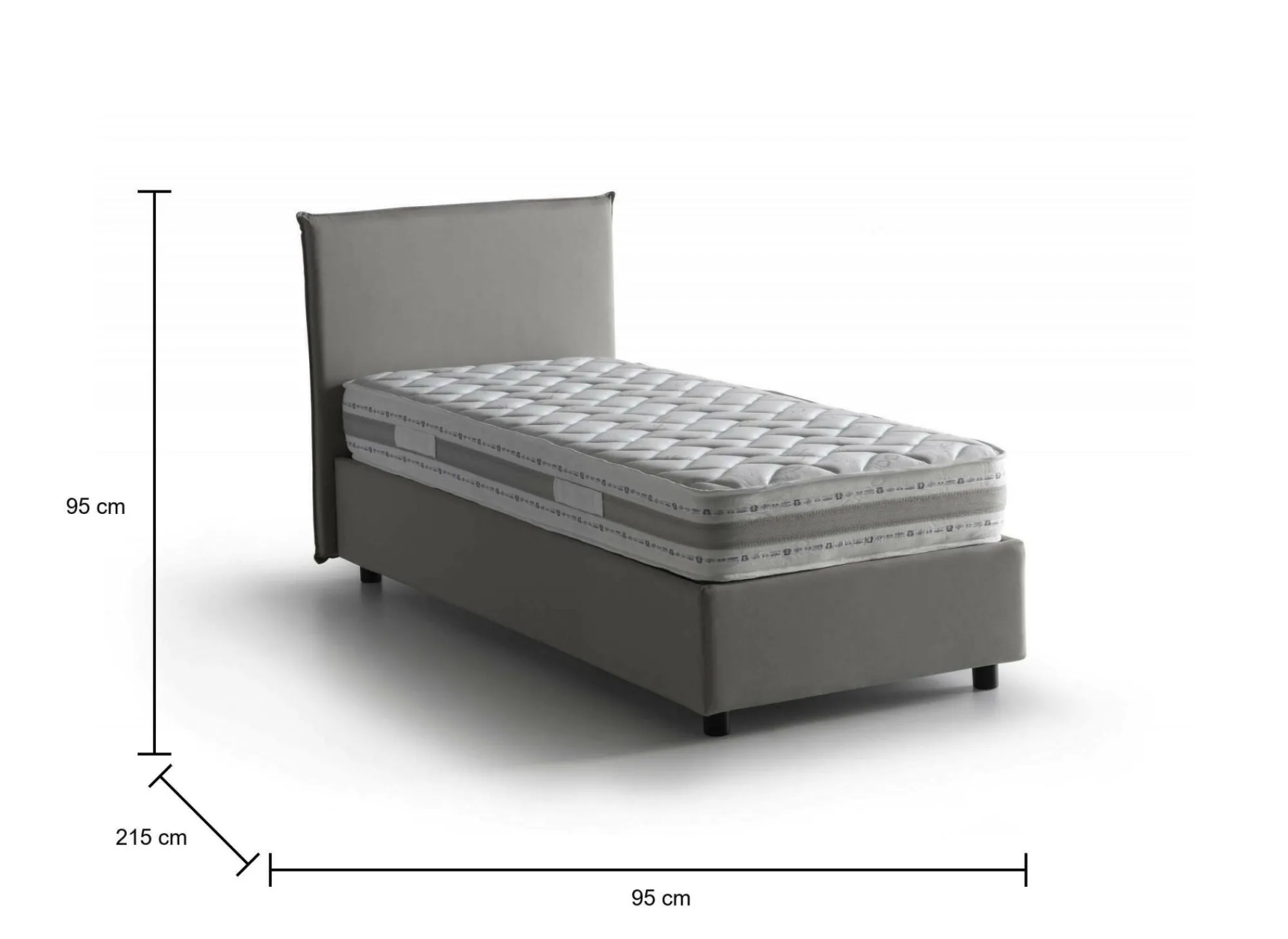 Letto singolo Boudicca, con materasso Cm 80x200 incluso,<Dmora New