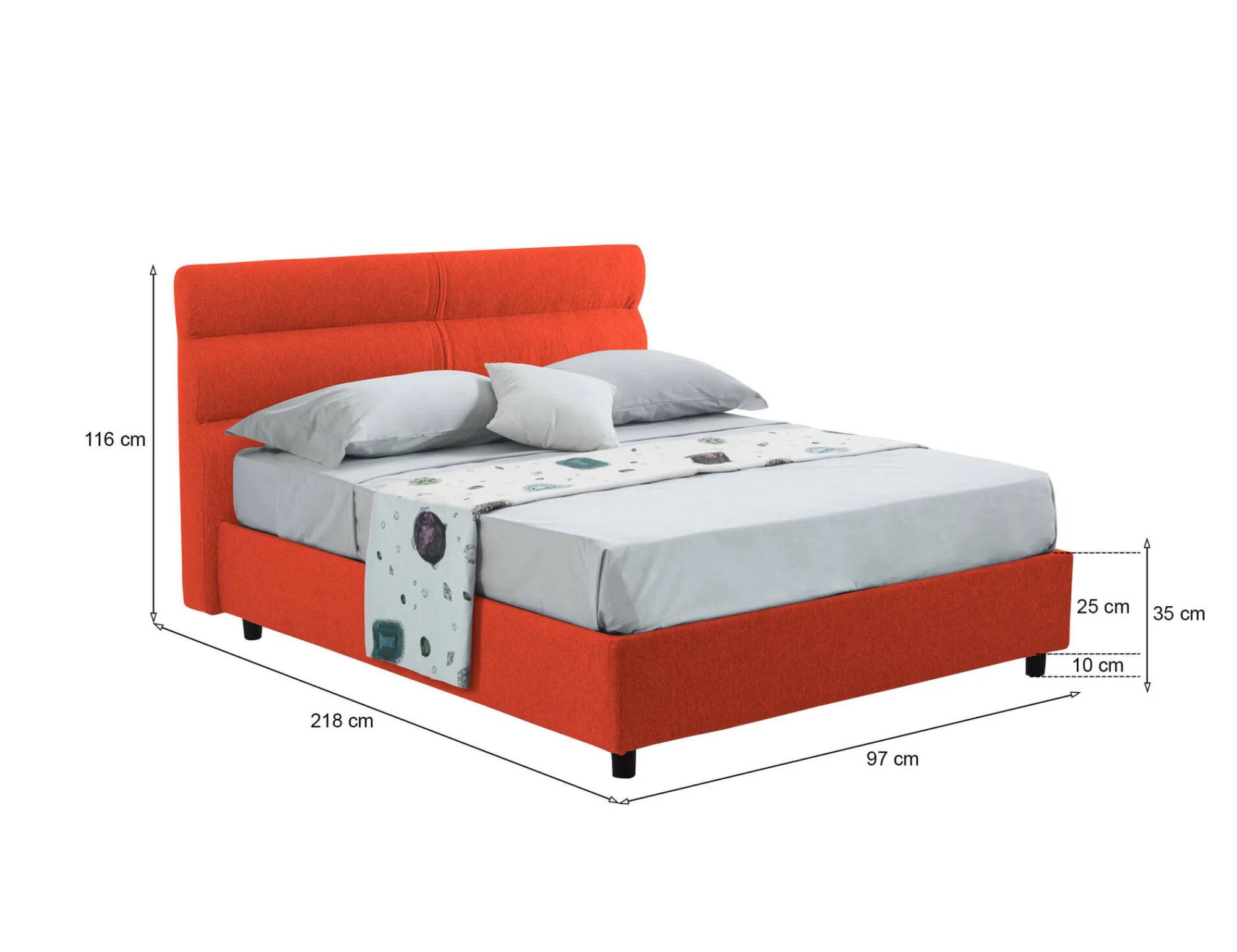Letto singolo Brez, Adatto a materasso Cm 80x190,<Dmora Shop