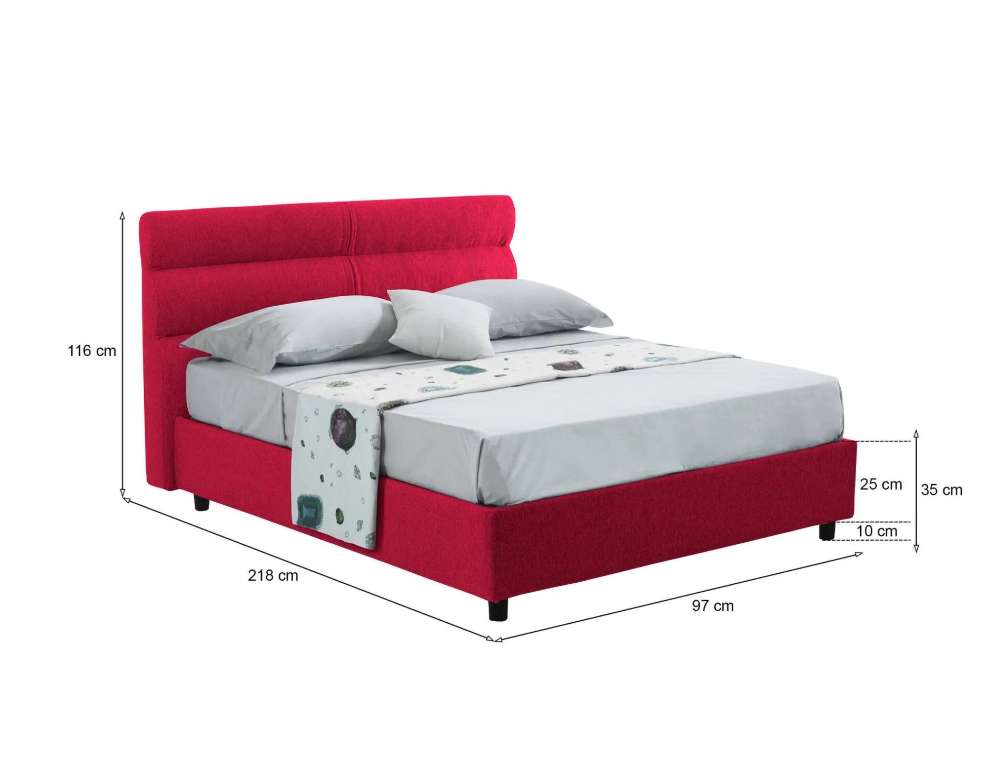 Letto singolo Brez, Adatto a materasso Cm 80x190,<Dmora Fashion
