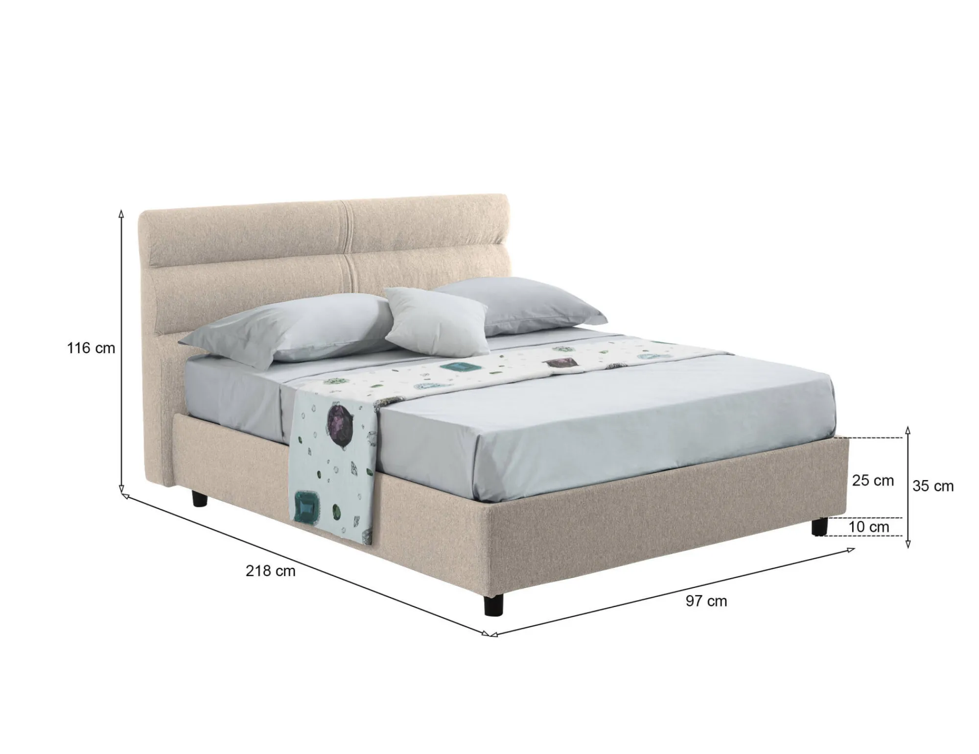 Letto singolo Brez, Adatto a materasso Cm 80x190,<Dmora Clearance