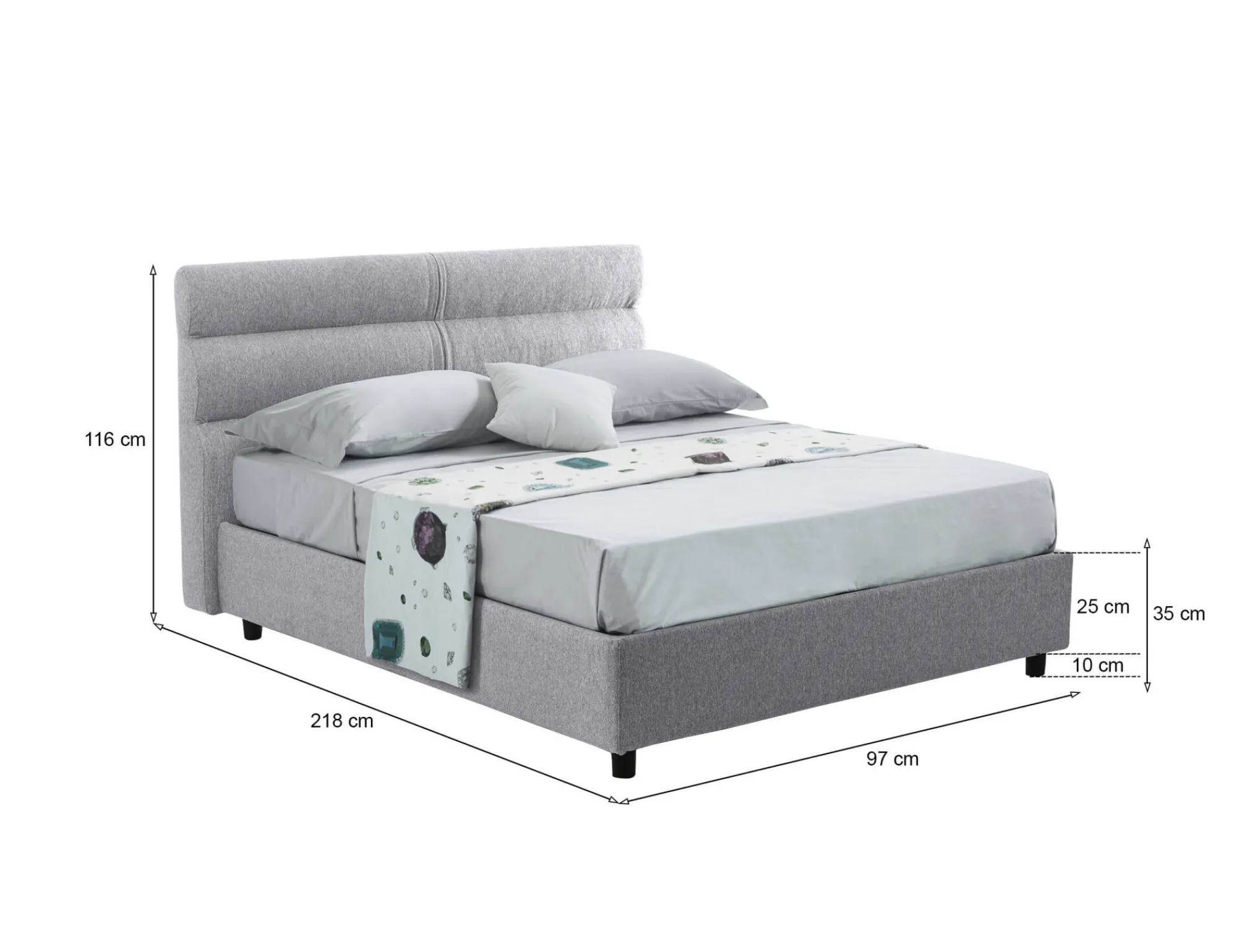 Letto singolo Brez, Adatto a materasso Cm 80x190,<Dmora Outlet