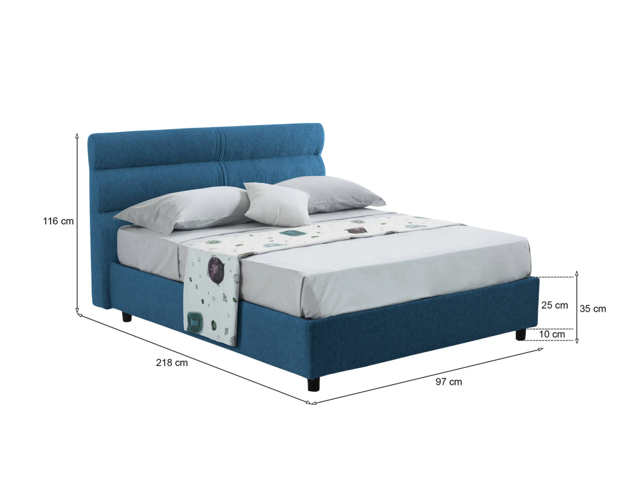 Letto singolo Brez, Adatto a materasso Cm 80x190,<Dmora Fashion