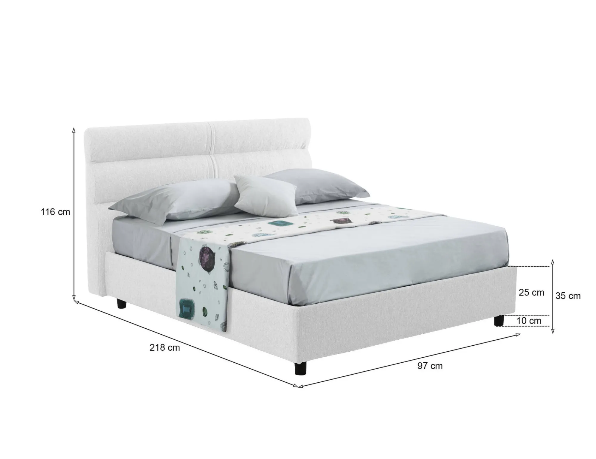 Letto singolo Brez, Adatto a materasso Cm 80x190,<Dmora Fashion