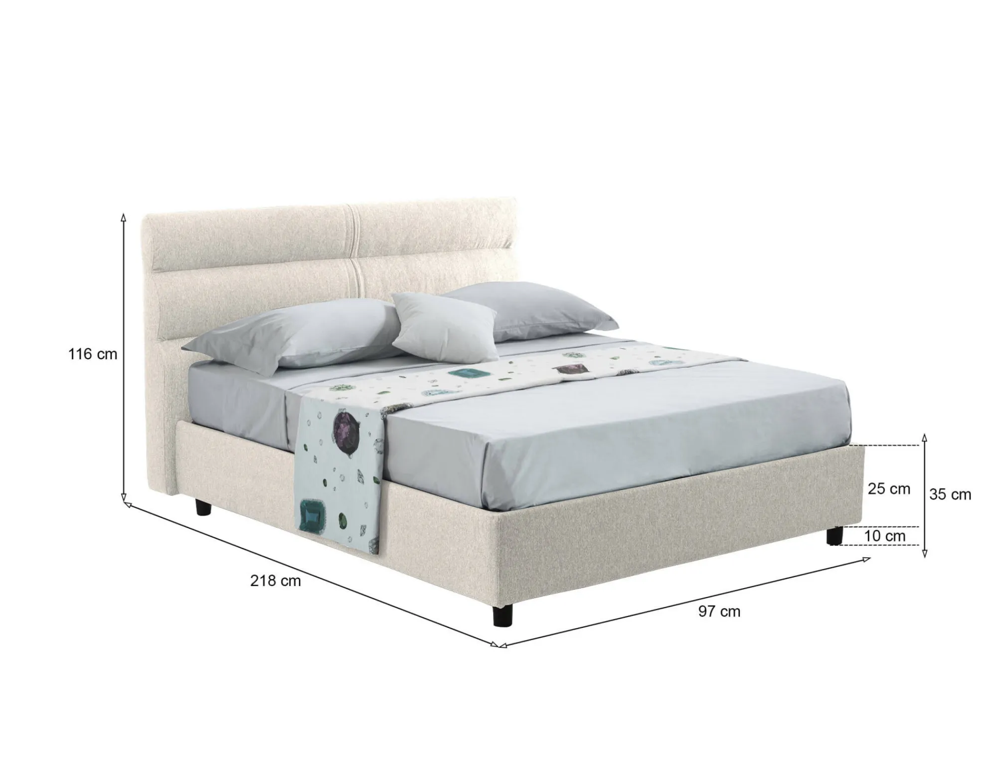 Letto singolo Brez, Adatto a materasso Cm 80x190,<Dmora Store