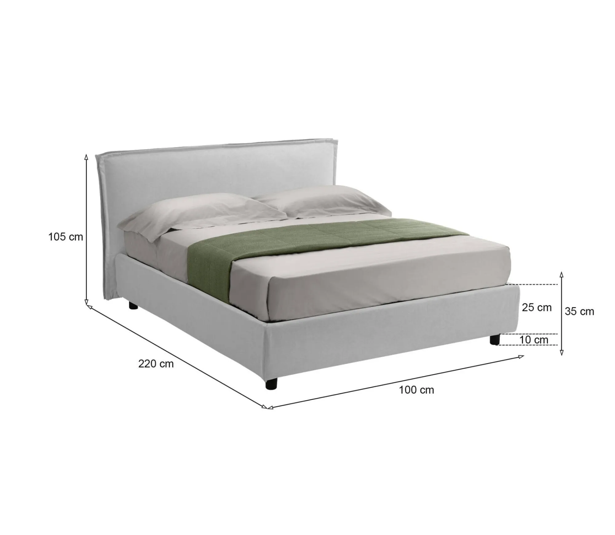 Letto singolo Bruino, Adatto a materasso Cm 80x200,<Dmora Shop