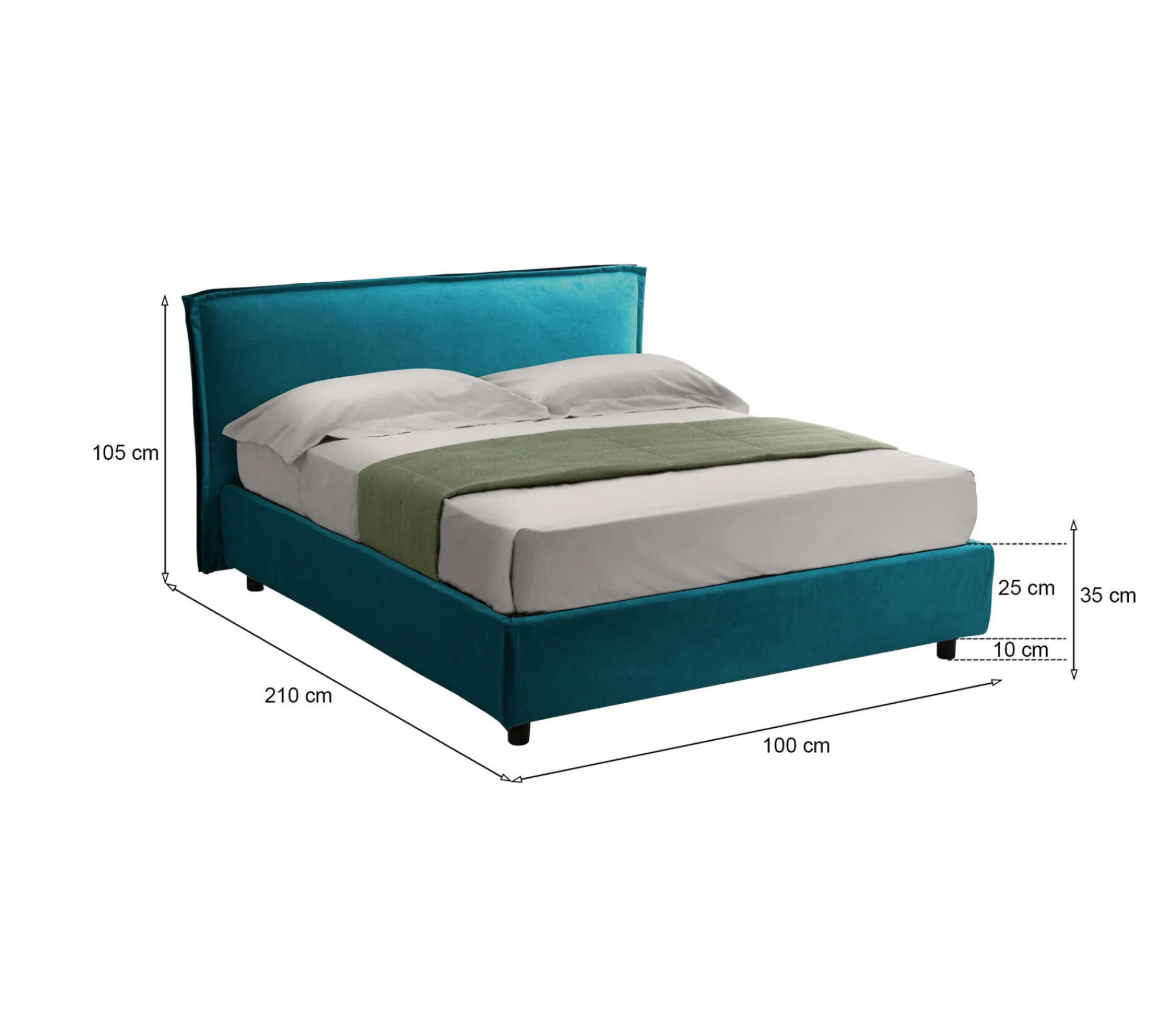 Letto singolo Brusson, Adatto a materasso Cm 80x190,<Dmora Cheap
