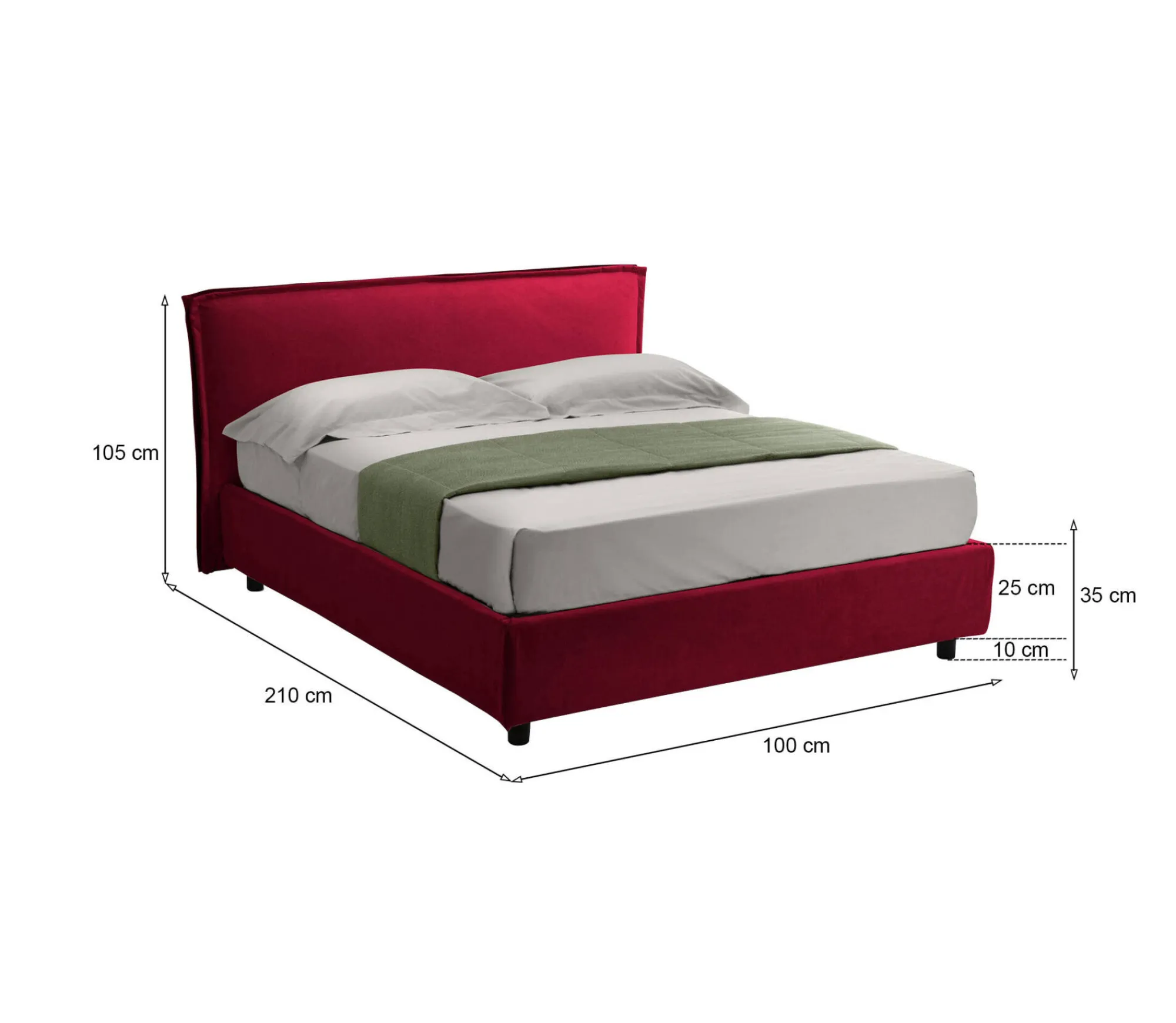 Letto singolo Brusson, Adatto a materasso Cm 80x190,<Dmora Cheap