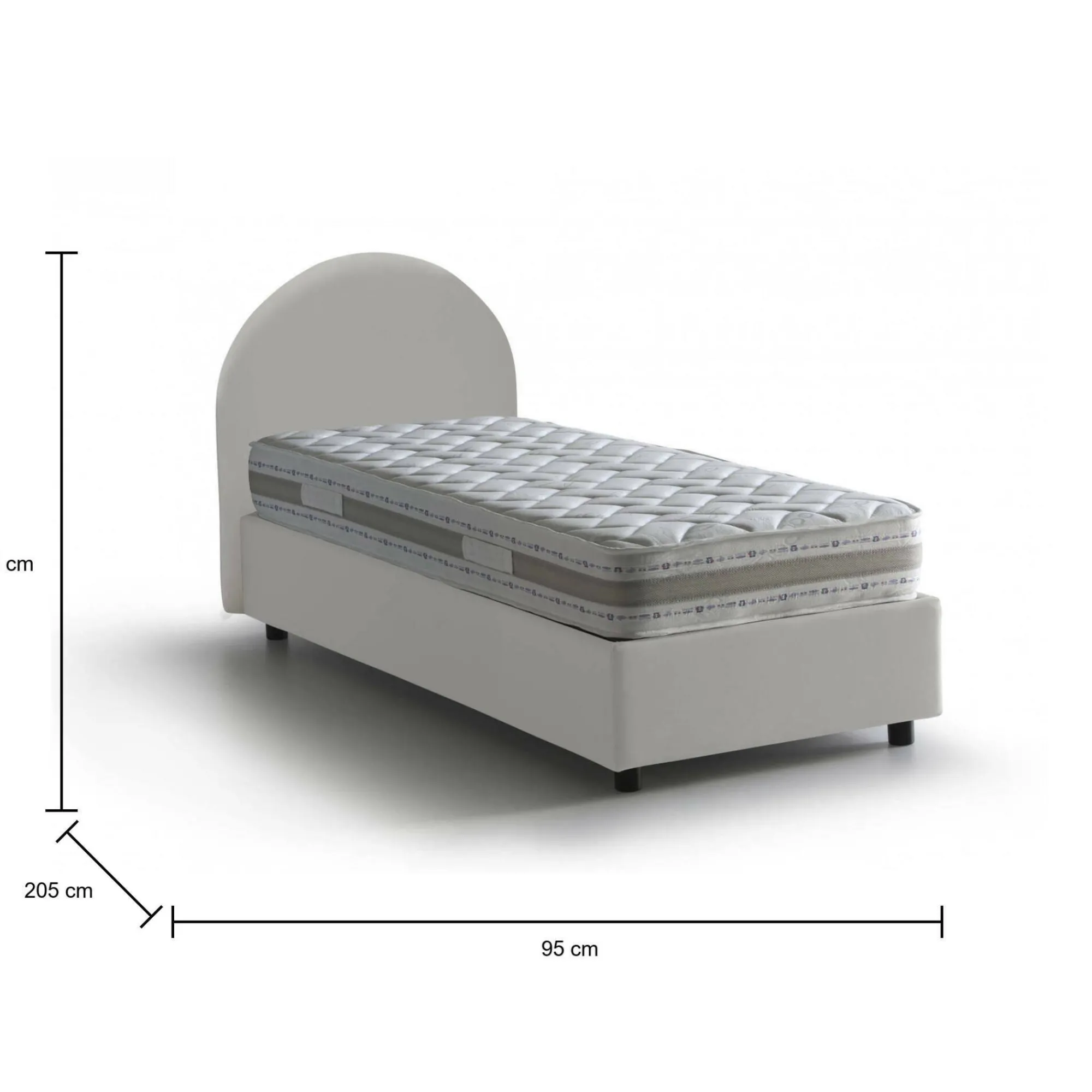 Letto singolo Cirilla, con materasso Cm 80x190 incluso,<Dmora Cheap