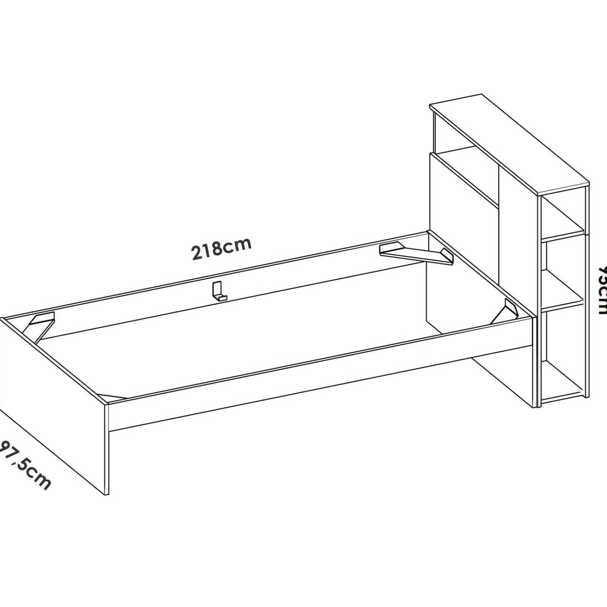 Letto singolo Crispina, 99x218 h96 cm,<Dmora Sale