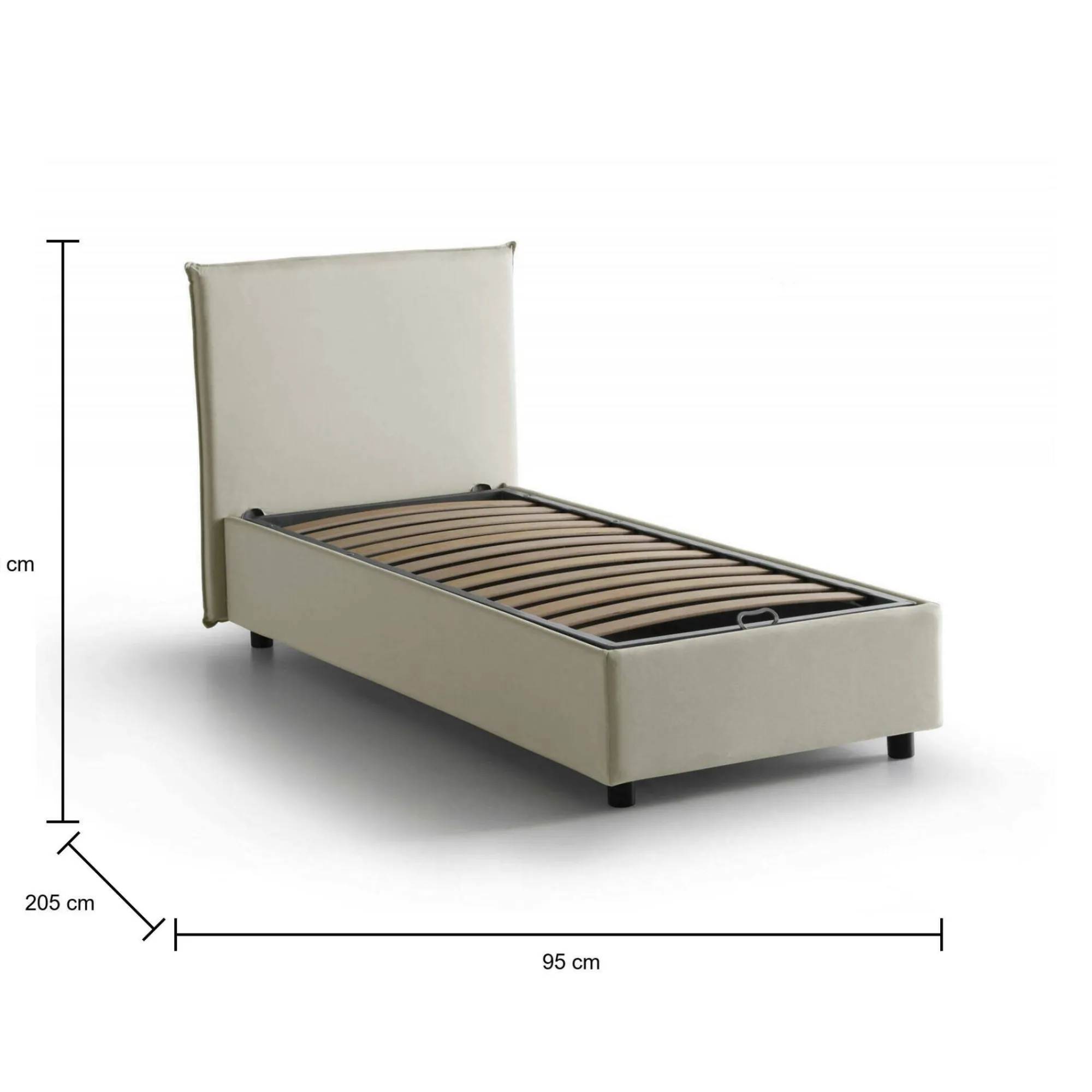 Letto singolo Darut, adatto per materasso Cm 80x190,<Dmora Online
