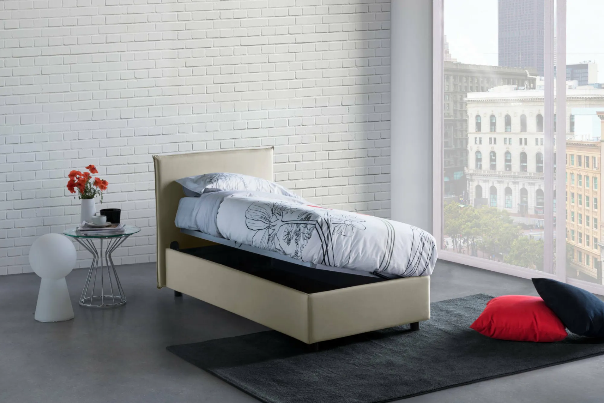 Letto singolo Darut, adatto per materasso Cm 80x190,<Dmora Online