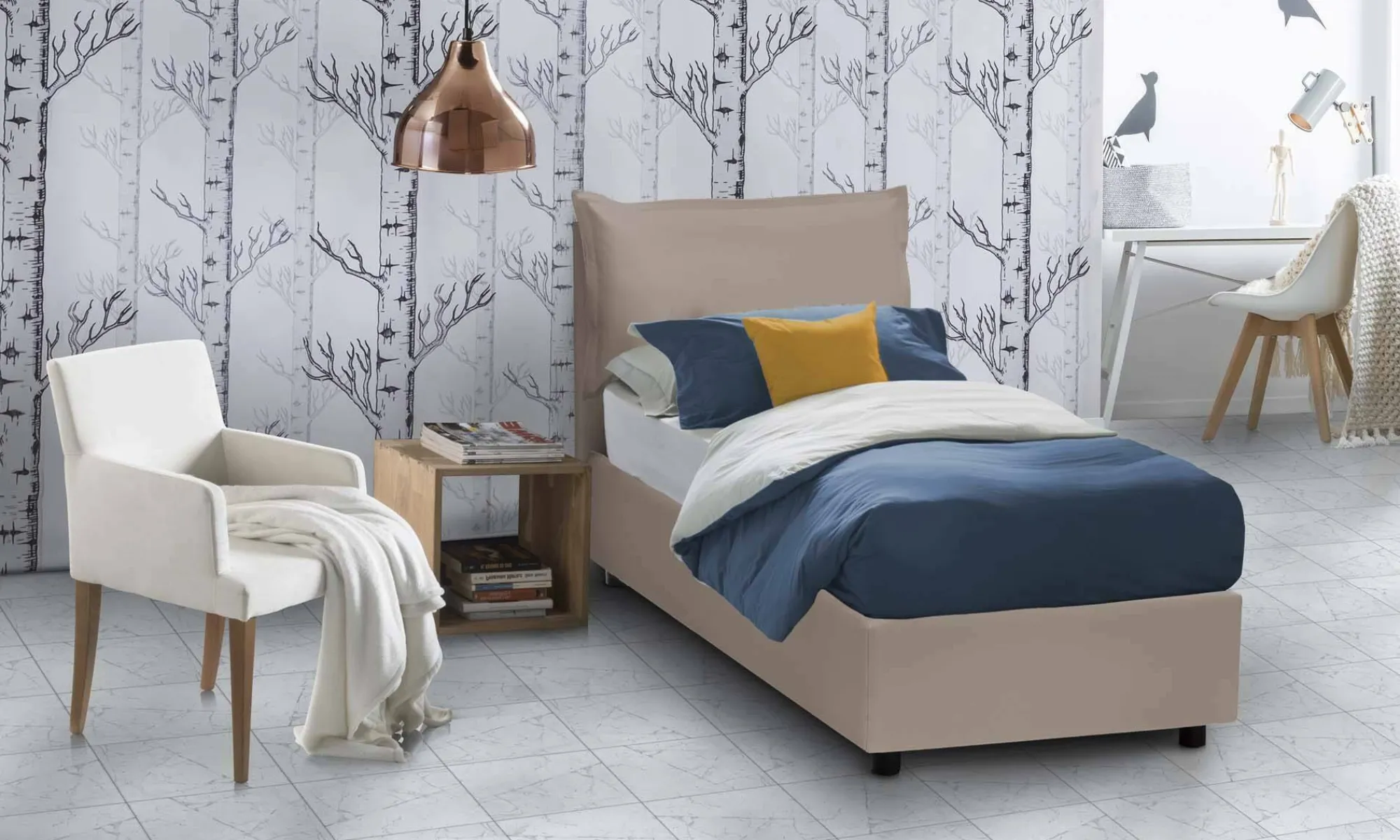 Letto singolo Dbruman, adatto per materasso Cm 80x200,<Dmora Cheap
