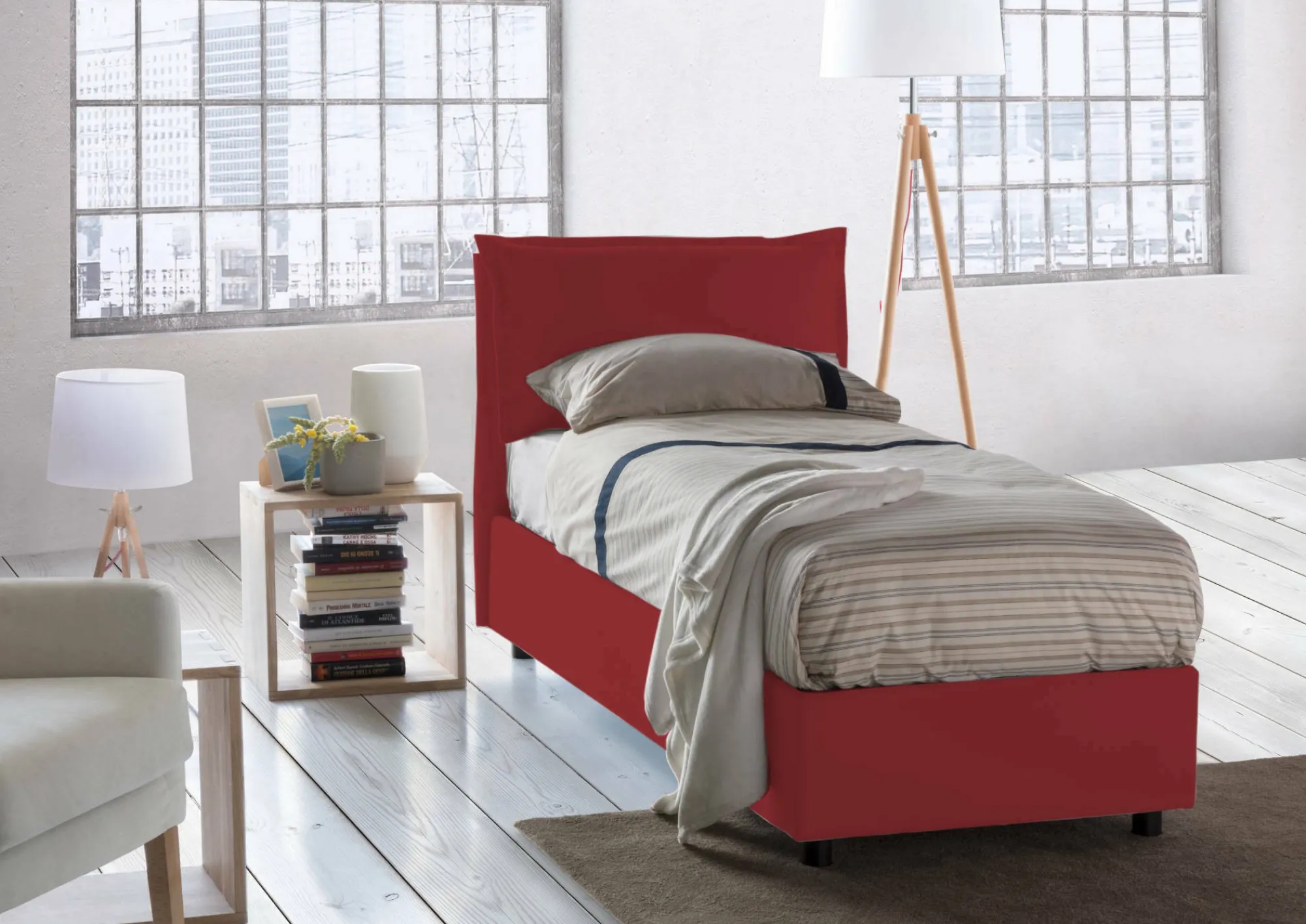 Letto singolo Dmangone, con materasso Cm 80x190 incluso,<Dmora Fashion