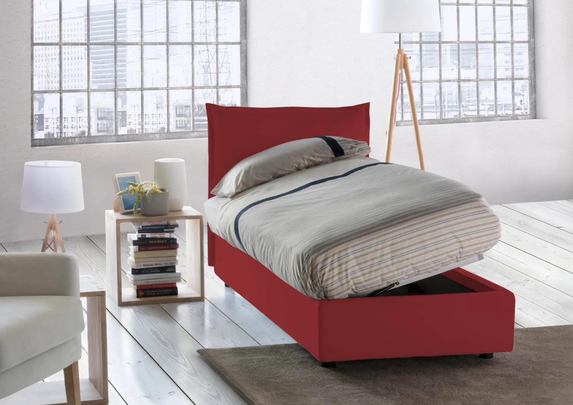 Letto singolo Dmangone, con materasso Cm 80x190 incluso,<Dmora Fashion