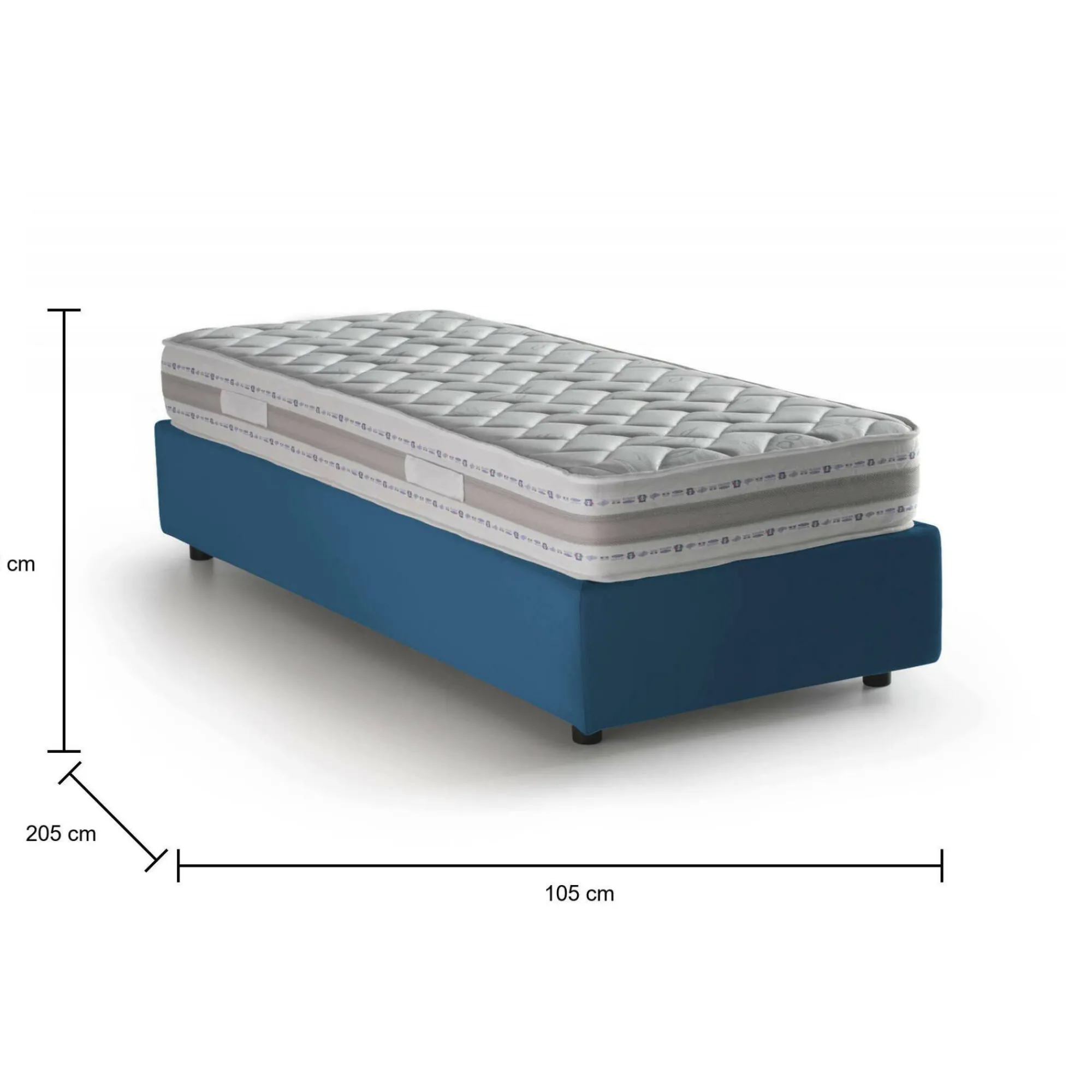 Letto singolo Dmeol, con materasso Cm 90x190 incluso,<Dmora Clearance