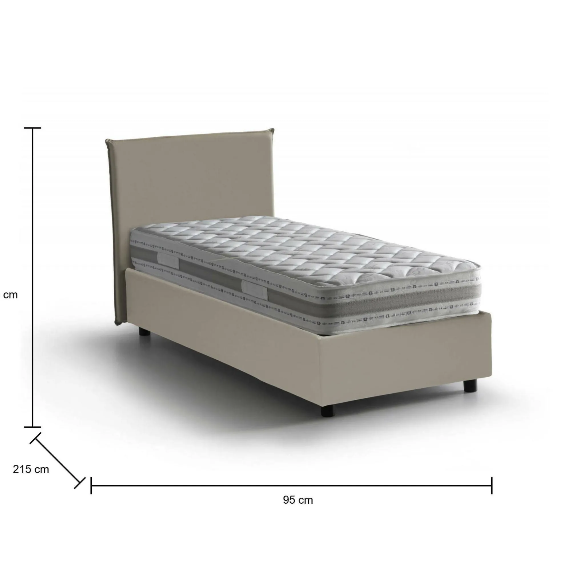 Letto singolo Domnitor, con materasso Cm 80x200 incluso,<Dmora Fashion