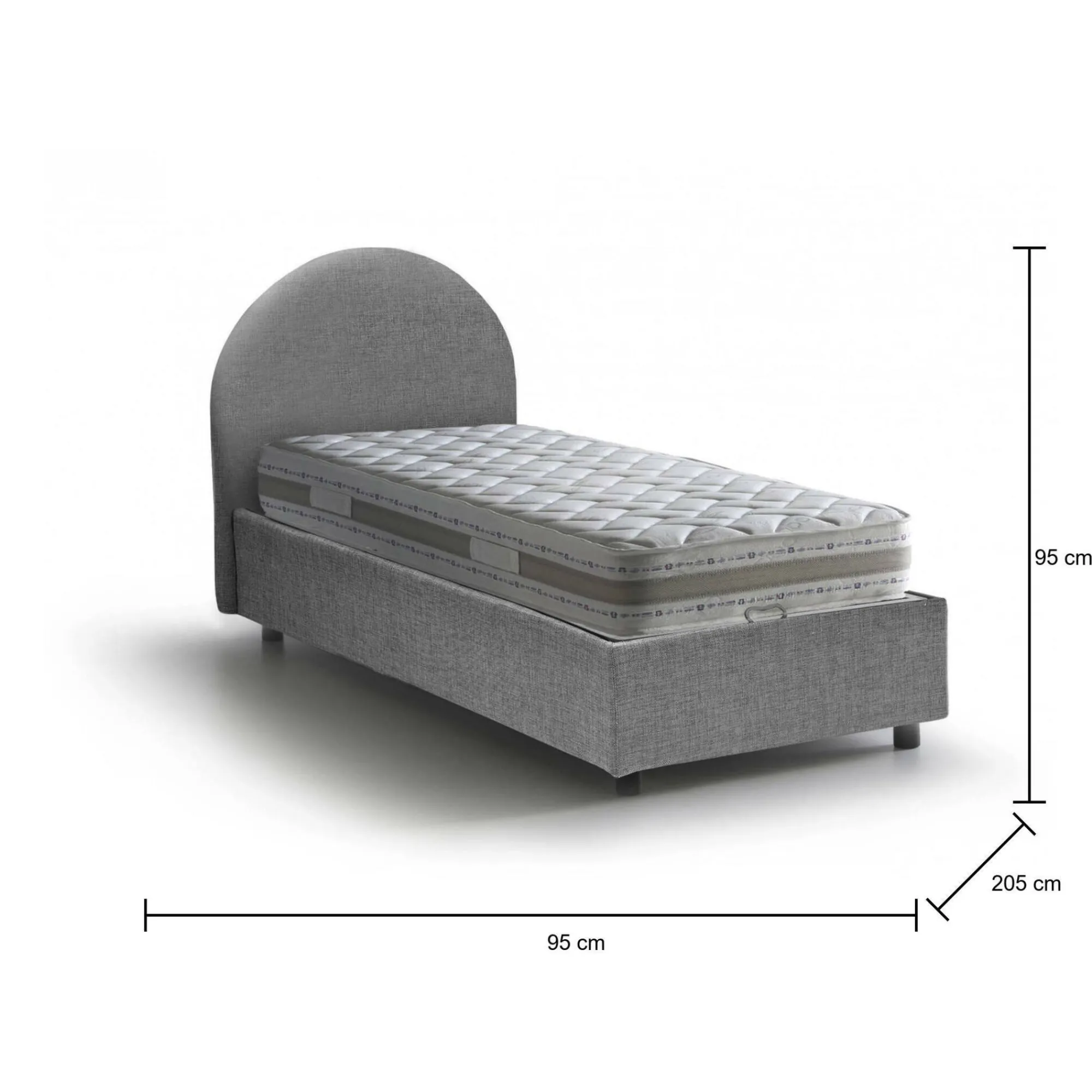 Letto singolo Egle, con materasso Cm 80x190 incluso,<Dmora Best