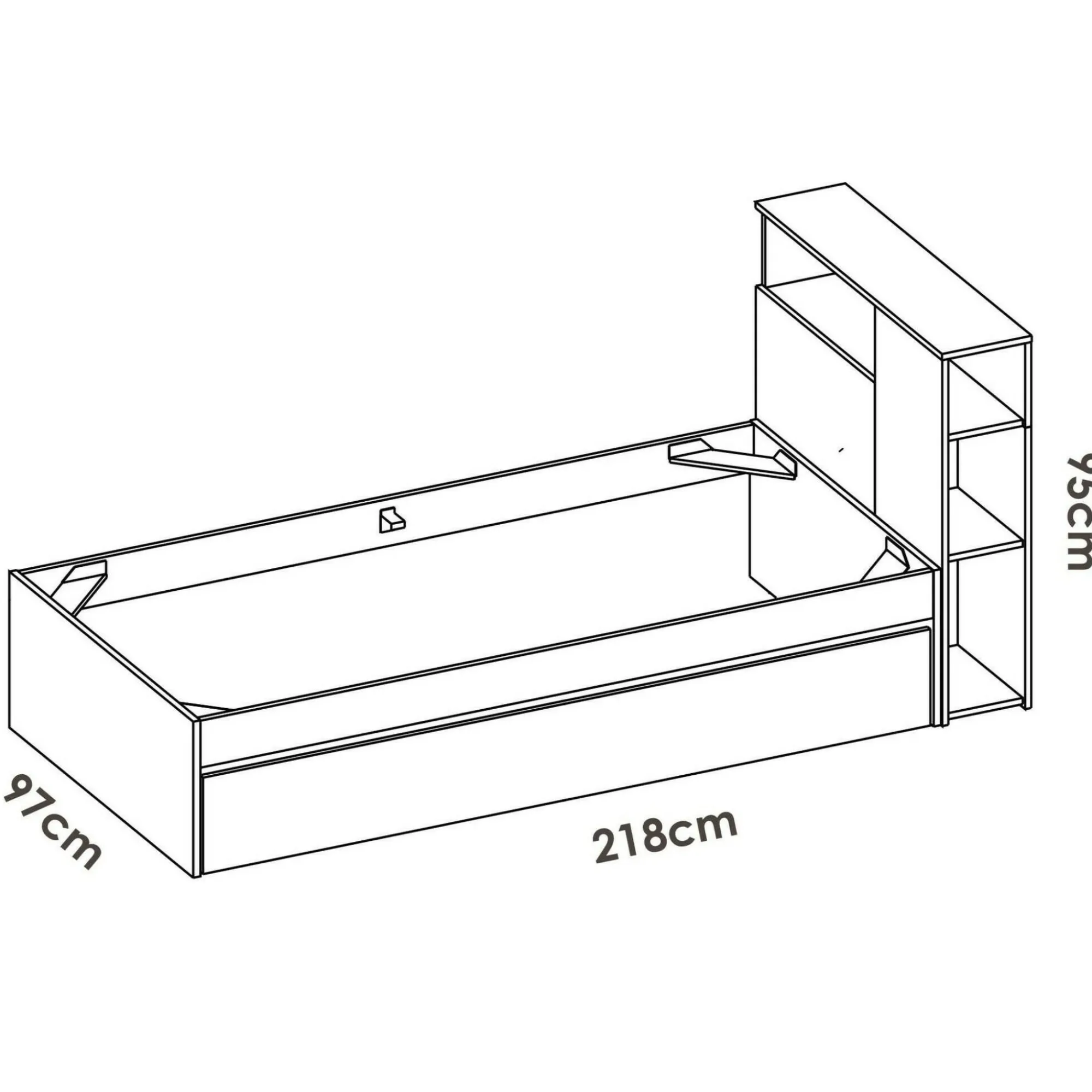 Letto singolo Evelina, 99x218 h96 cm, Rovere e Bianco<Dmora Cheap