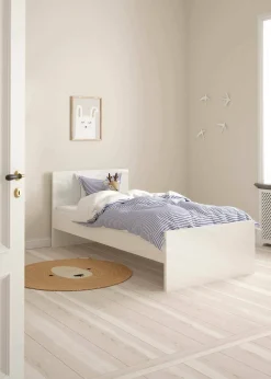 Letto singolo Fanny, Sommier per camera da letto, Giroletto per stanza, Struttura porta materasso, 96x197 h80 cm, Bianco<Dmora Clearance