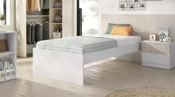 Letto singolo Guillermo, 146x195 h106 cm, Bianco e Rovere<Dmora Best Sale