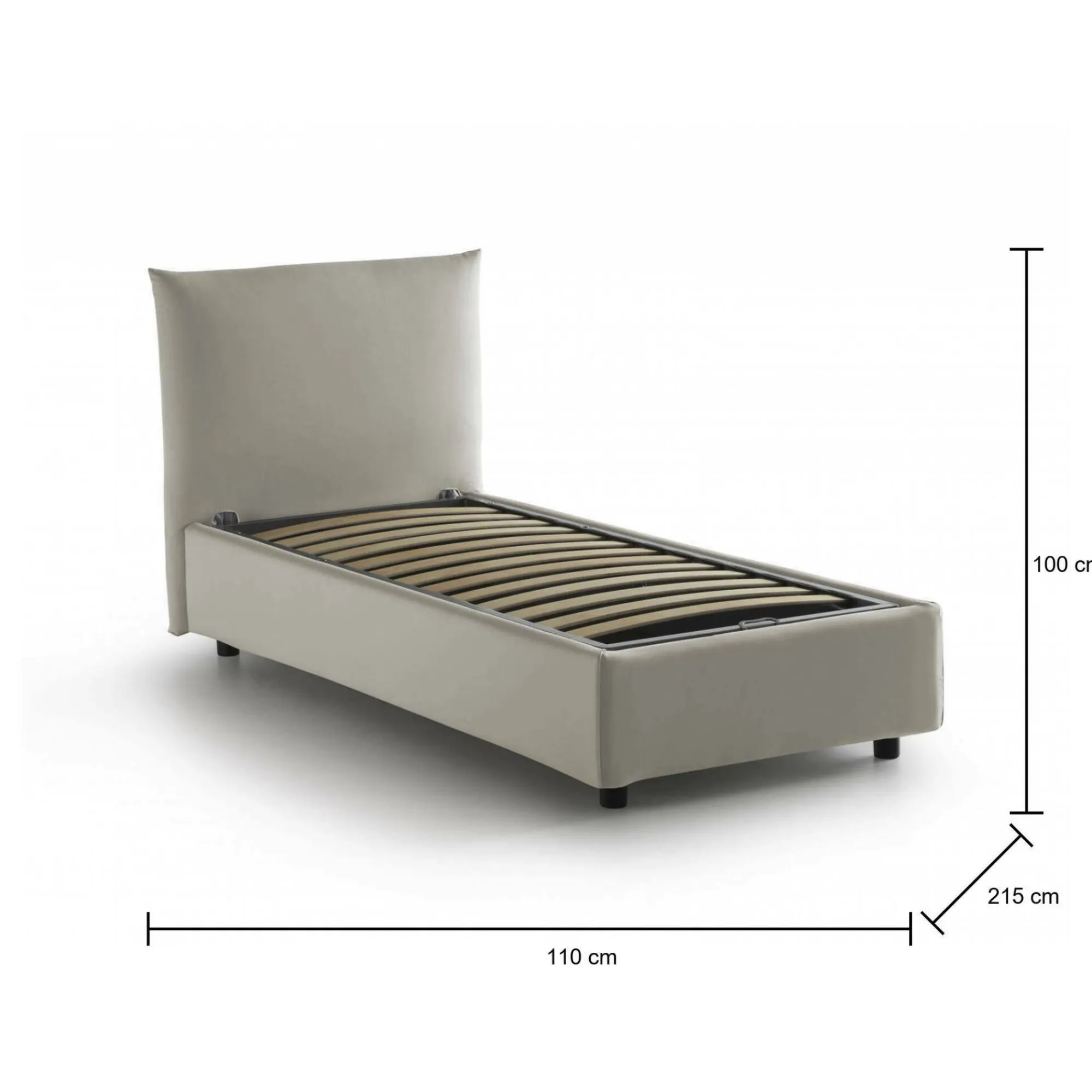 Letto singolo Ippolito, adatto per materasso Cm 80x190,<Dmora Clearance