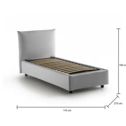 Letto singolo Ippolito, adatto per materasso Cm 80x190,<Dmora Fashion